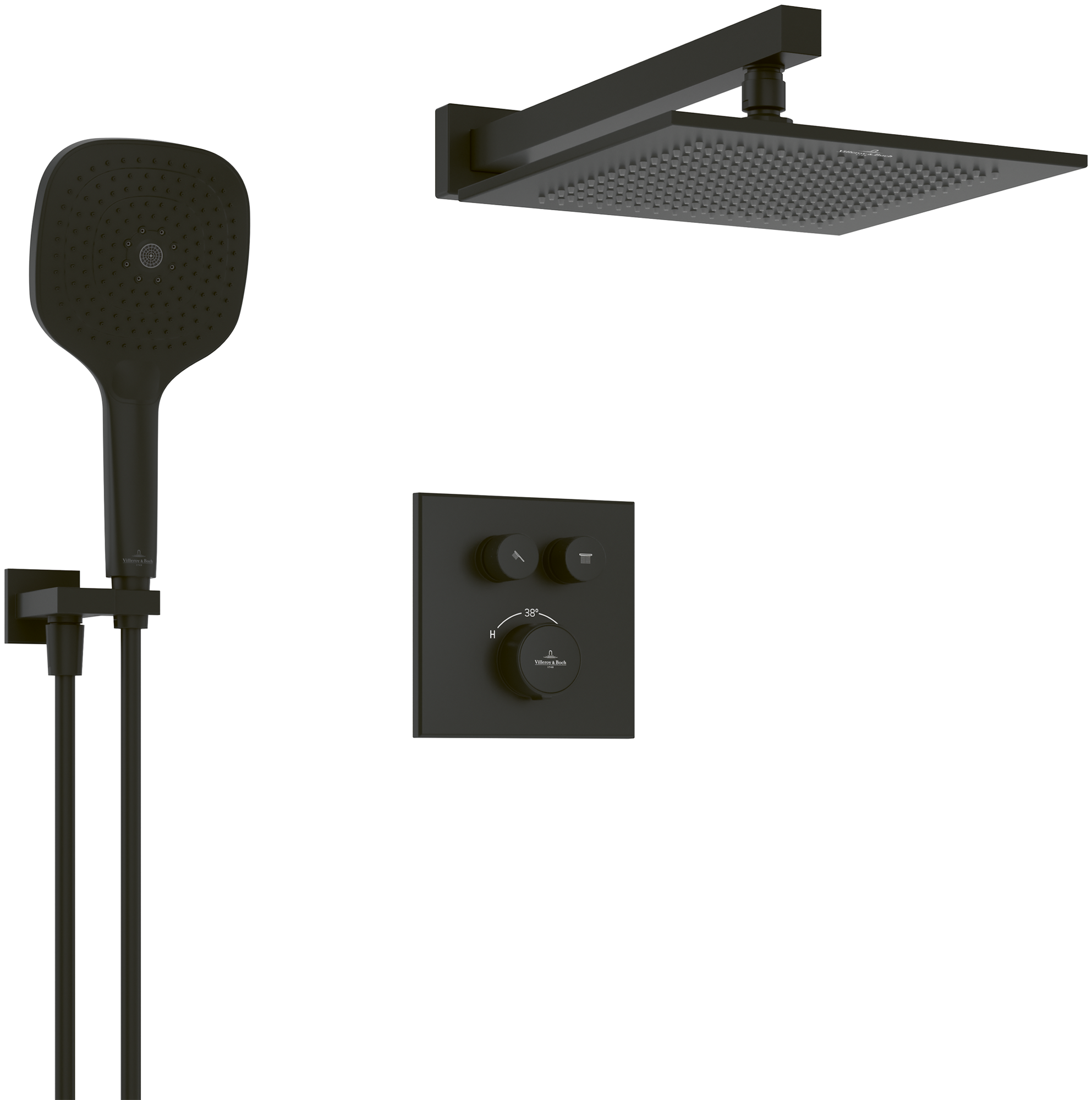 Villeroy & Boch Universal Taps & Fittings Duschsystem, für Wandmontage, Matt Black