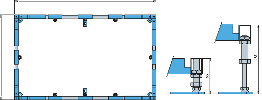 Villeroy & Boch Accessoires Cadre de montage ViFrame, pour grands receveurs de douche en Quaryl (à partir de 1 000 x 1 000 mm), hauteur réglable de 90 à 175 mm, sans pied central, 320x1210x10mm