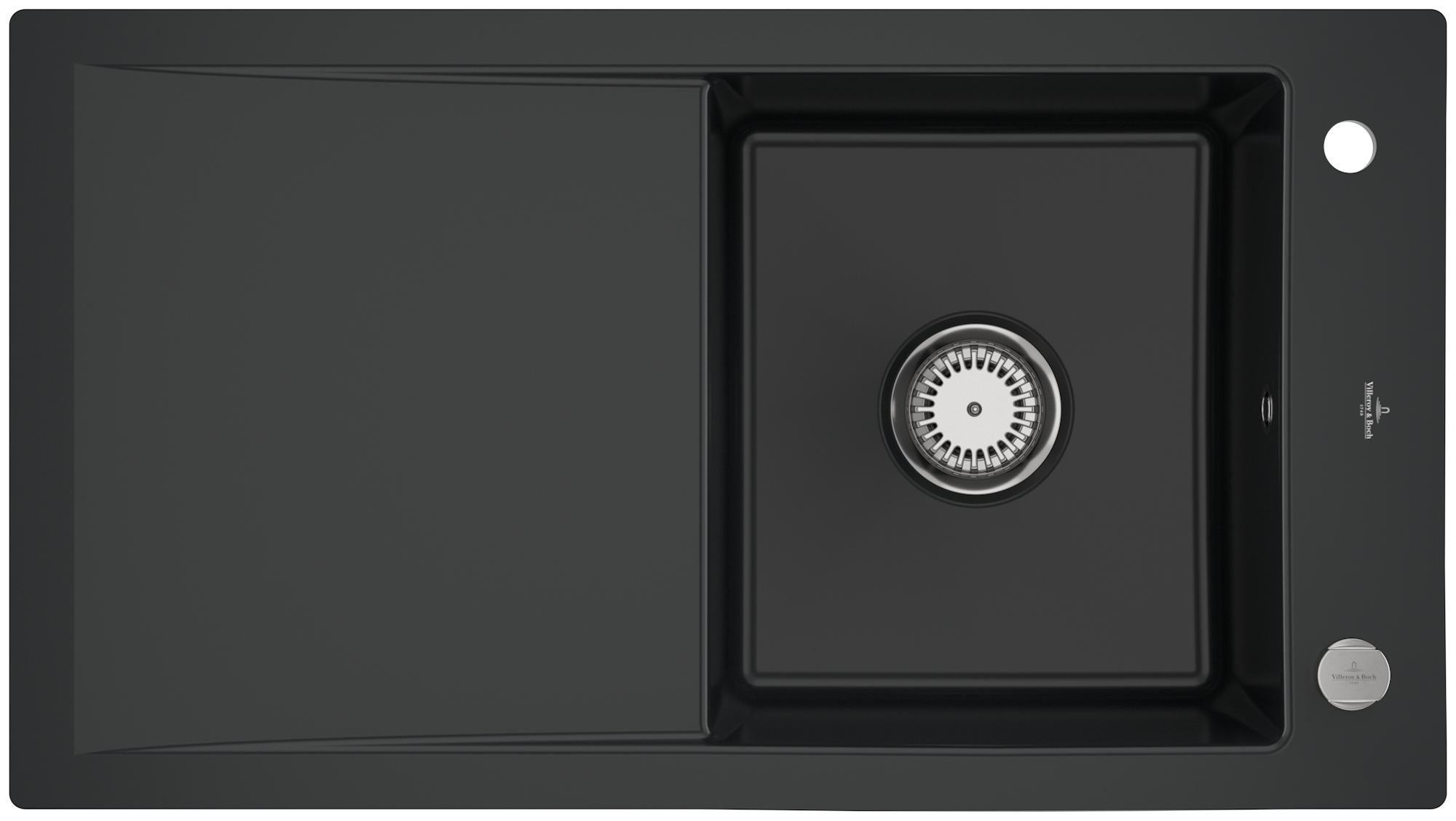 Villeroy & Boch Timeline 50 flat Flush-mounted sink included Waste system with pop-up waste system, of Ceramic, 865x475mm, Pure Black