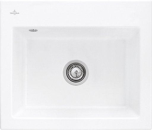 Villeroy & Boch Subway 60 S Évier à encastrer inclus Vidage avec vidage manuel, en Céramique, 600x510mm, Stone White CeramicPlus