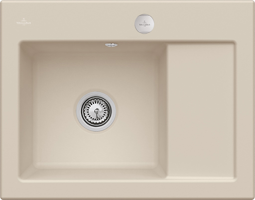 Villeroy & Boch Subway 45 Compact Built-in sink included Waste system with pop-up waste system, of Ceramic, 650x510mm, Almond CeramicPlus