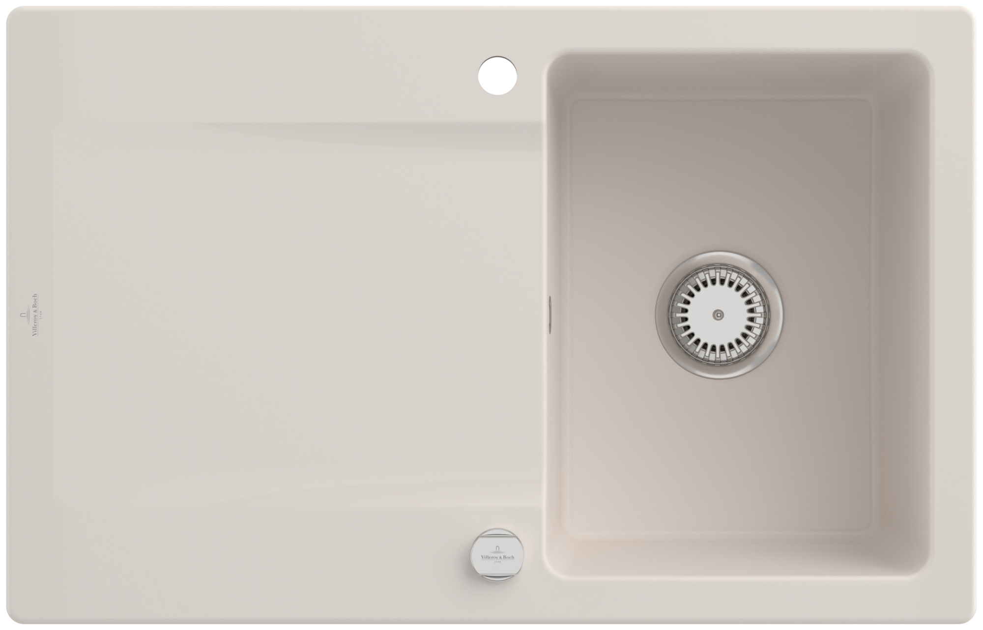 Villeroy & Boch Siluet 45 Zlewozmywak nablatowy włącznie Zestaw odpływowy wraz z odpływ automatyczny, z TitanCeram, 800x510mm, Crema CeramicPlus