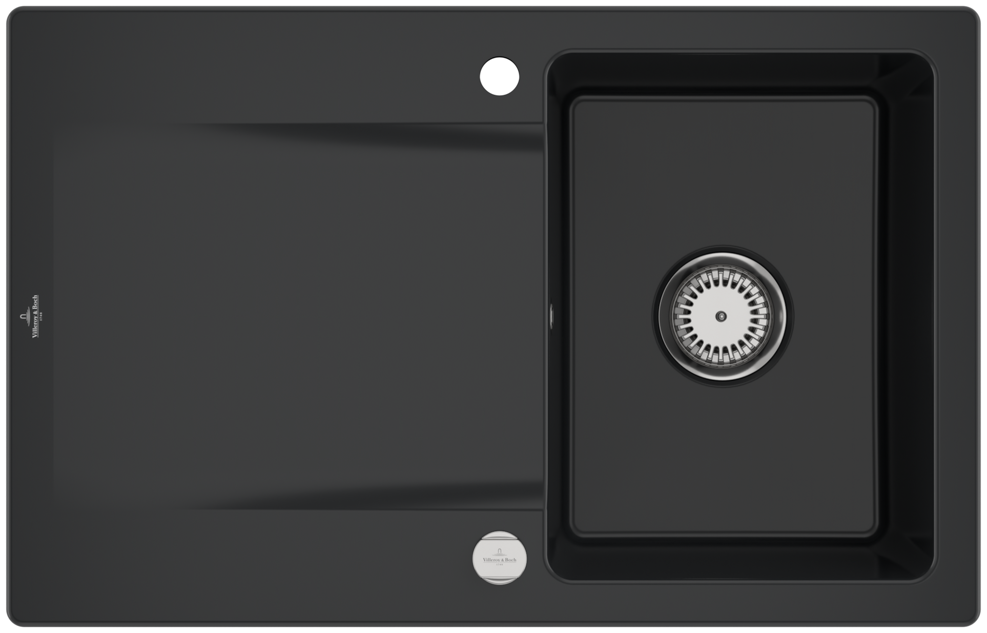Villeroy & Boch Siluet 45 Built-in sink included Waste system with pop-up waste system, of TitanCeram, 800x510mm, Pure Black