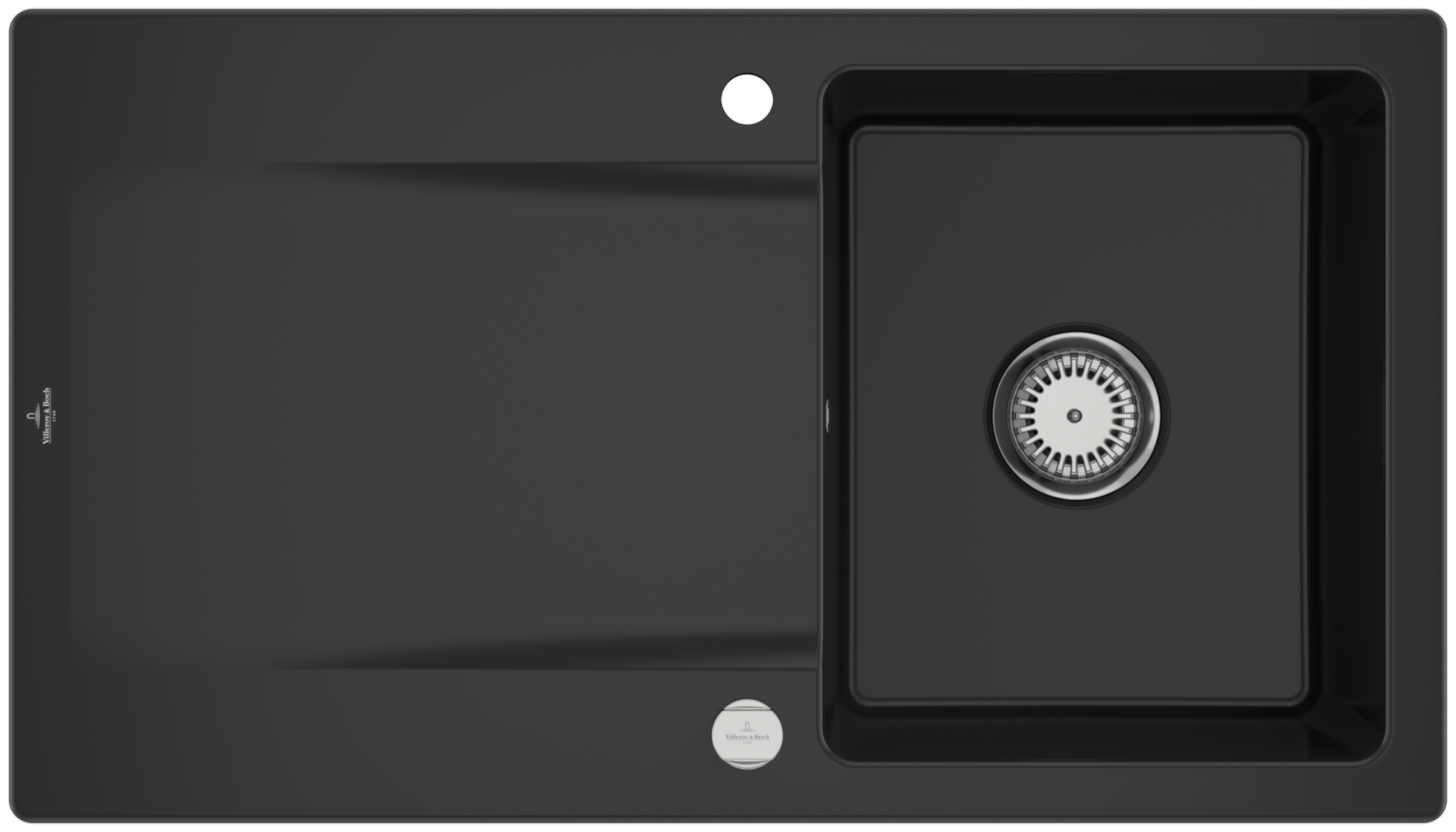 Villeroy & Boch Siluet 50 Built-in sink included Waste system with pop-up waste system, of TitanCeram, 900x510mm, Pure Black