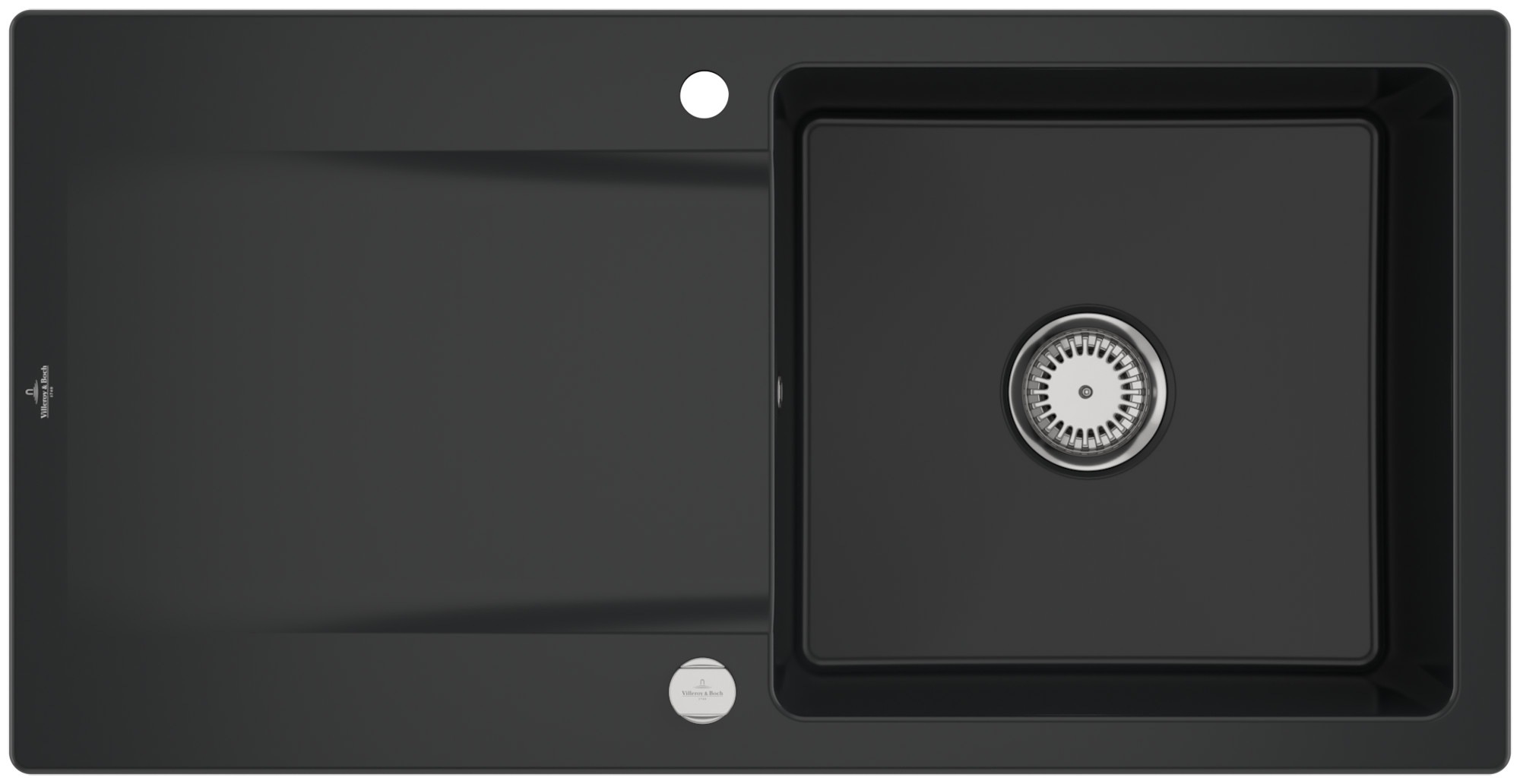 Villeroy & Boch Siluet 60 Built-in sink included Waste system with pop-up waste system, of TitanCeram, 1000x510mm, Pure Black
