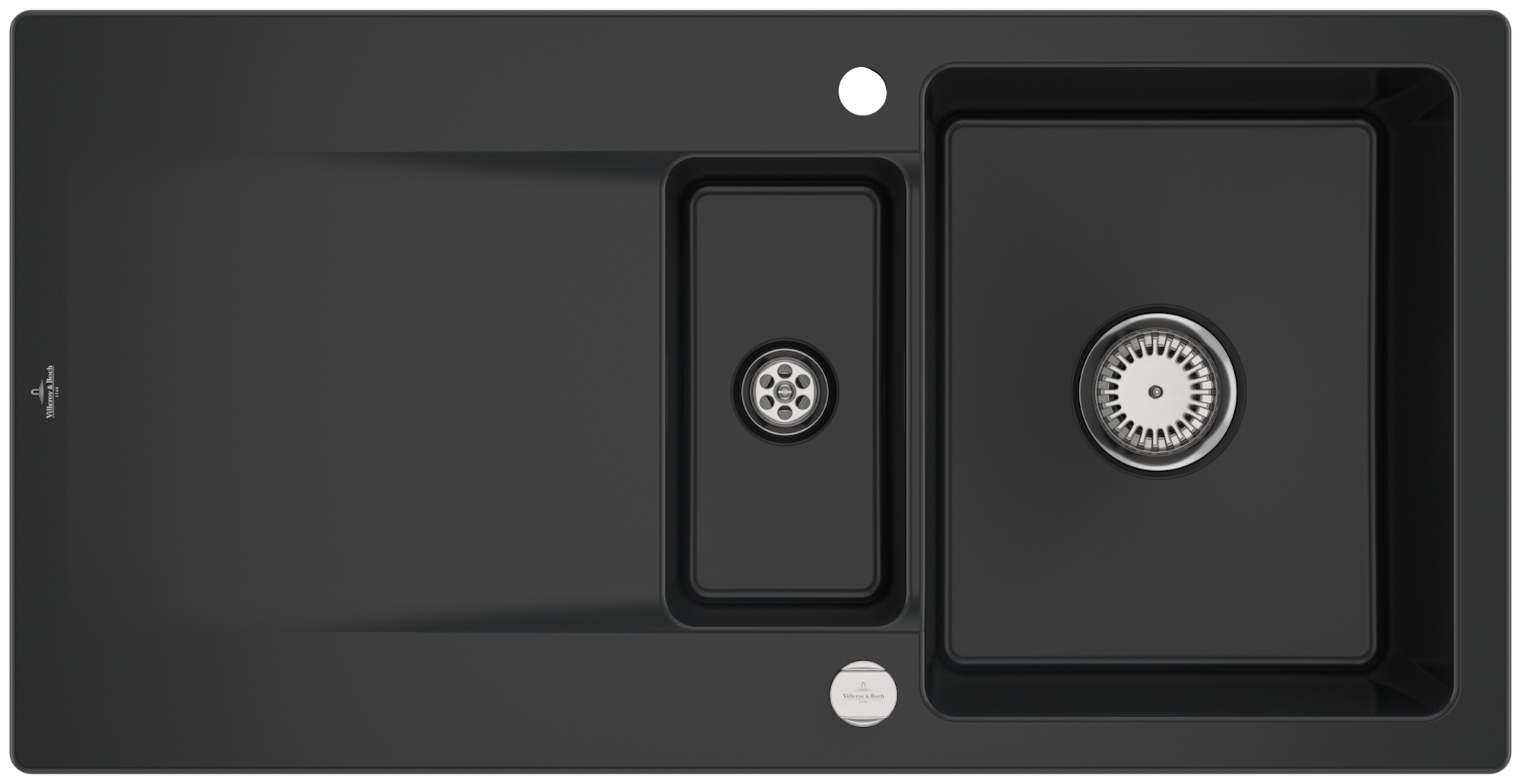 Villeroy & Boch Siluet 60 R Built-in sink included Waste system with pop-up waste system, of TitanCeram, 1000x510mm, Pure Black