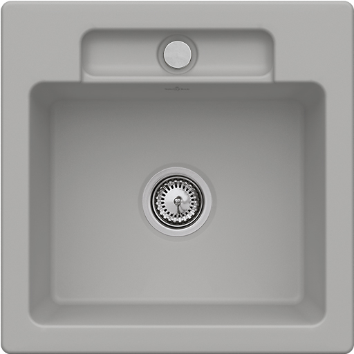 Villeroy & Boch Siluet 50 S flat Flush-mounted sink included Waste system with basket strainer waste, of TitanCeram, 470x470mm, Fossil CeramicPlus