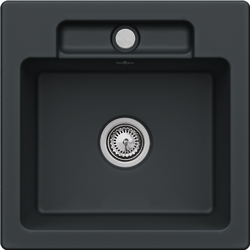 Villeroy & Boch Siluet 50 S Built-in sink included Waste system with basket strainer waste, of TitanCeram, 510x510mm, Pure Black