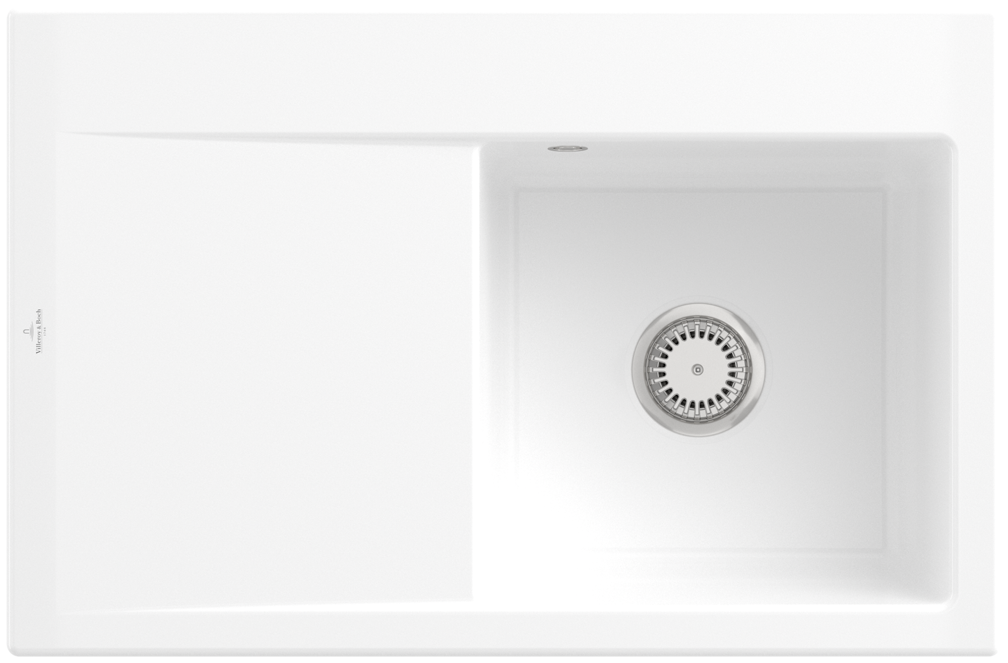 Villeroy & Boch Subway Style 45 Inbouwspoelbak inclusief Afvoergarnituur met afvoergarnituur met handbediening, van Keramiek, 780x510mm, White Alpine CeramicPlus