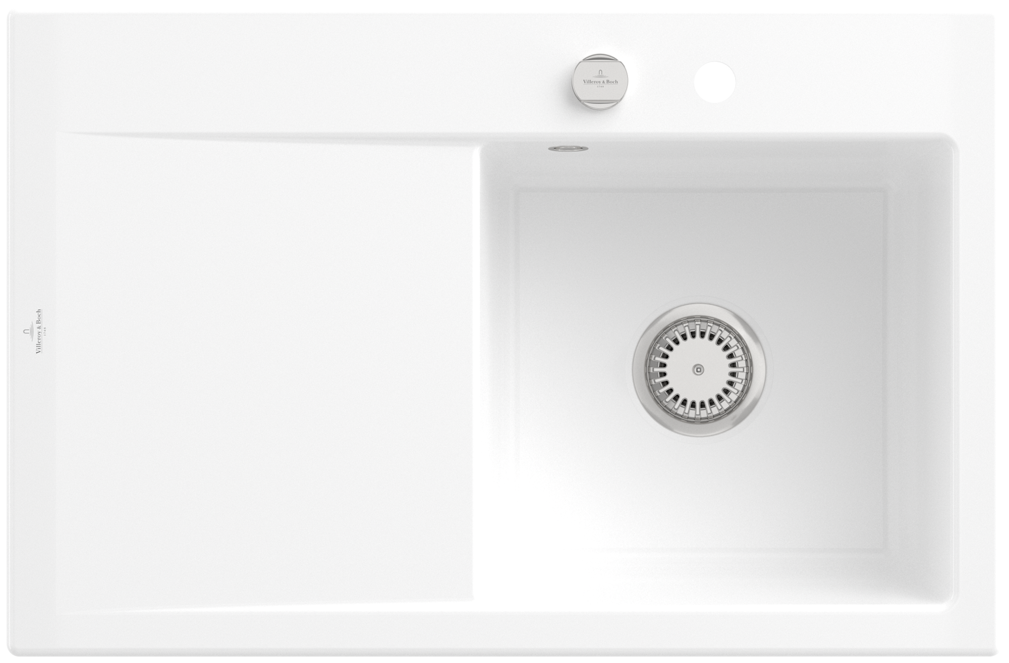 Villeroy & Boch Subway Style 45 Built-in sink included Waste system with pop-up waste system, of Ceramic, 780x510mm, White Alpin CeramicPlus