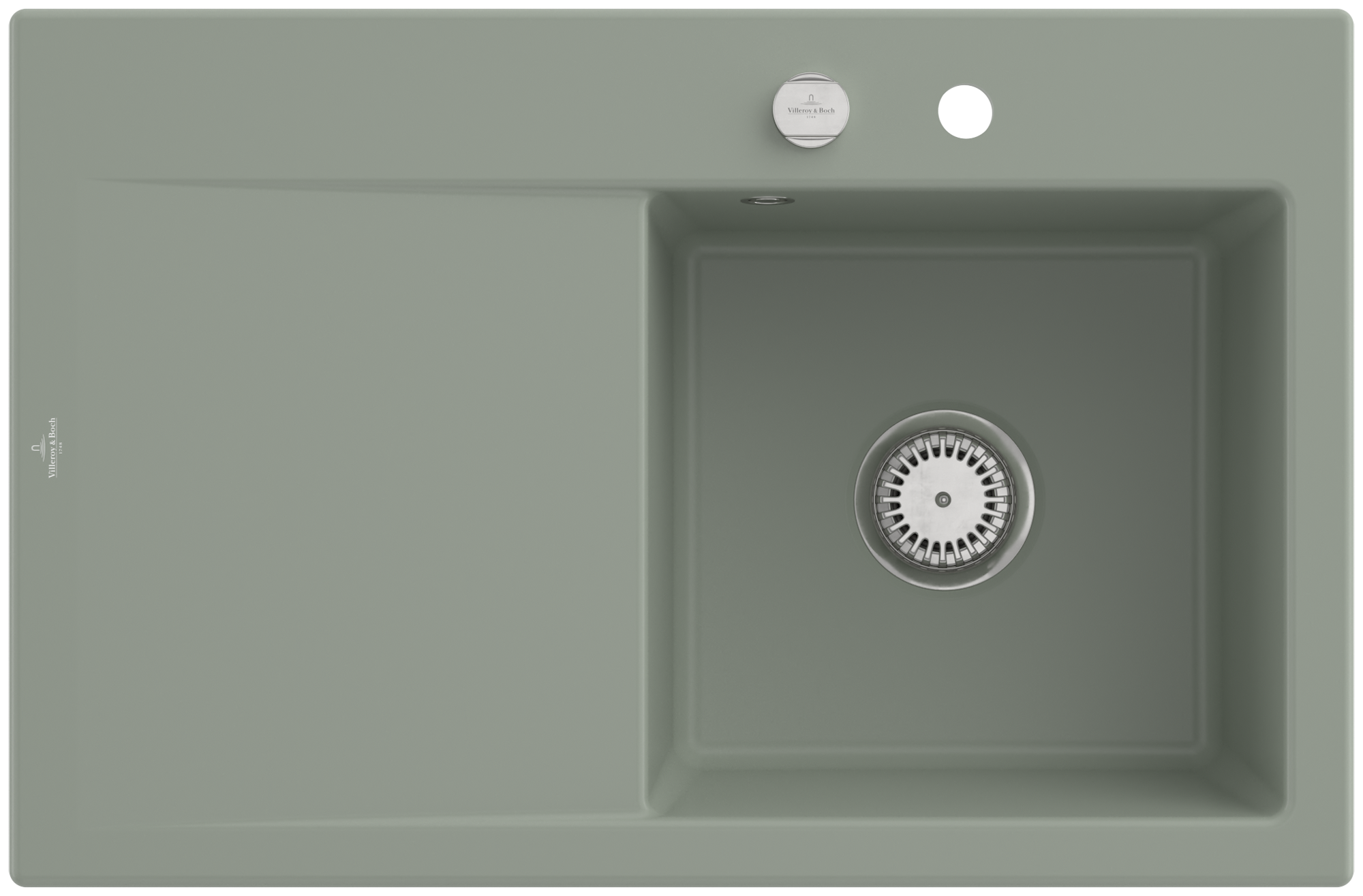 Villeroy & Boch Subway Style 45 Lavello incluso Batteria di scarico con scarico ad eccentrico, di Ceramica, 780x510mm, Morning Green CeramicPlus