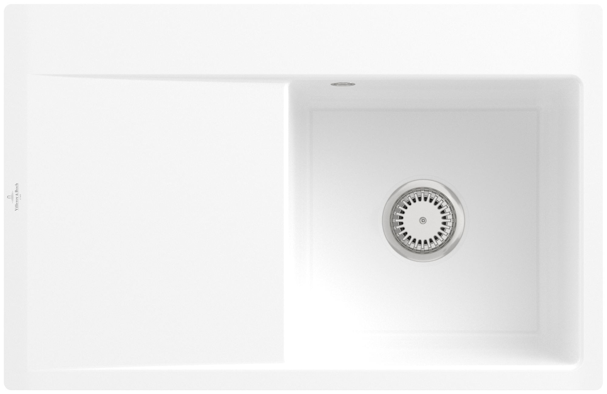 Villeroy & Boch Subway Style 45 Flat Flush-mounted sink included Waste system with basket strainer waste, of Ceramic, 780x510mm, White Alpin CeramicPlus