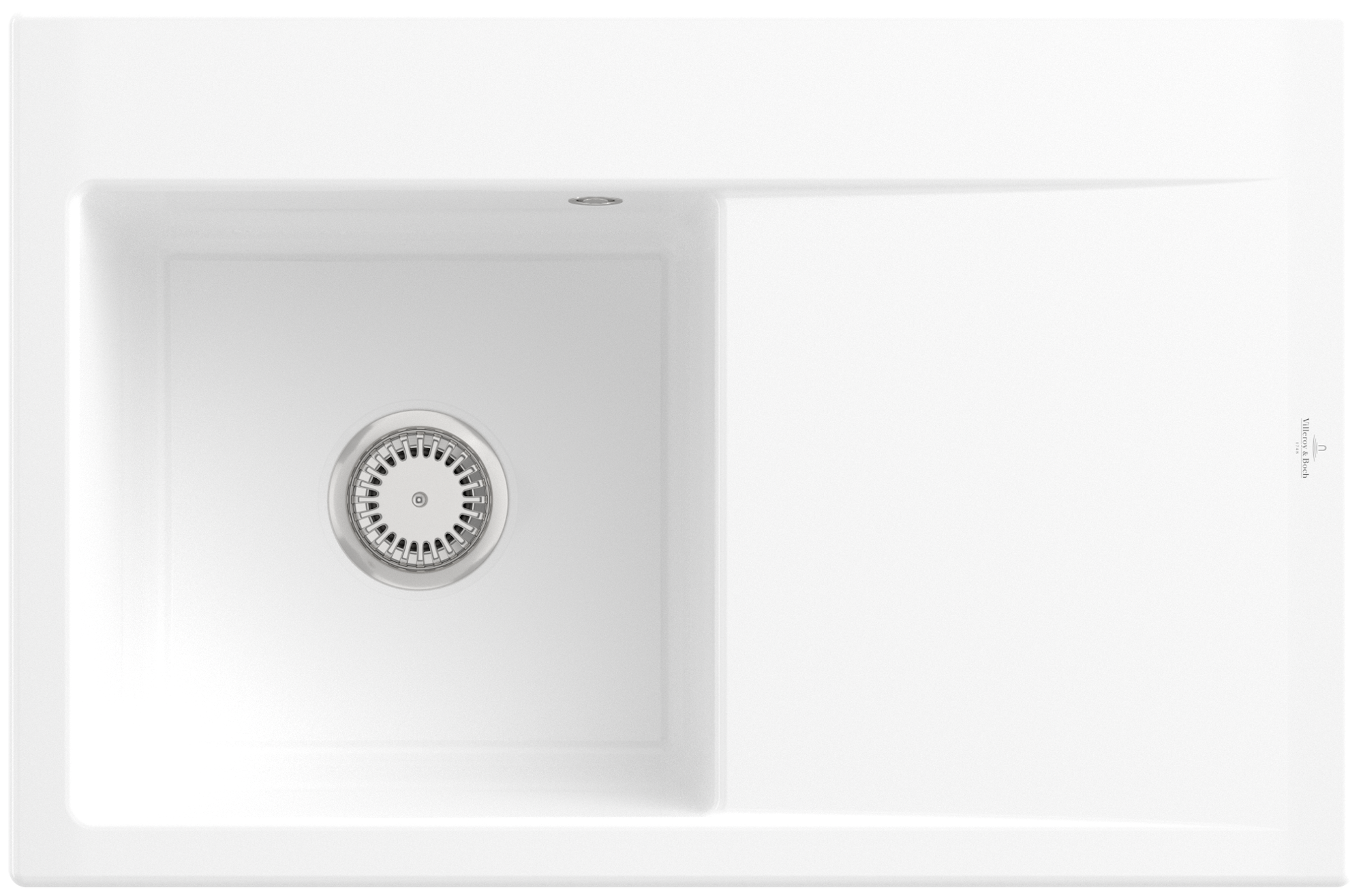 Villeroy & Boch Subway Style 45 Inbouwspoelbak inclusief Afvoergarnituur met afvoergarnituur met handbediening, van Keramiek, 780x510mm, White Alpine CeramicPlus