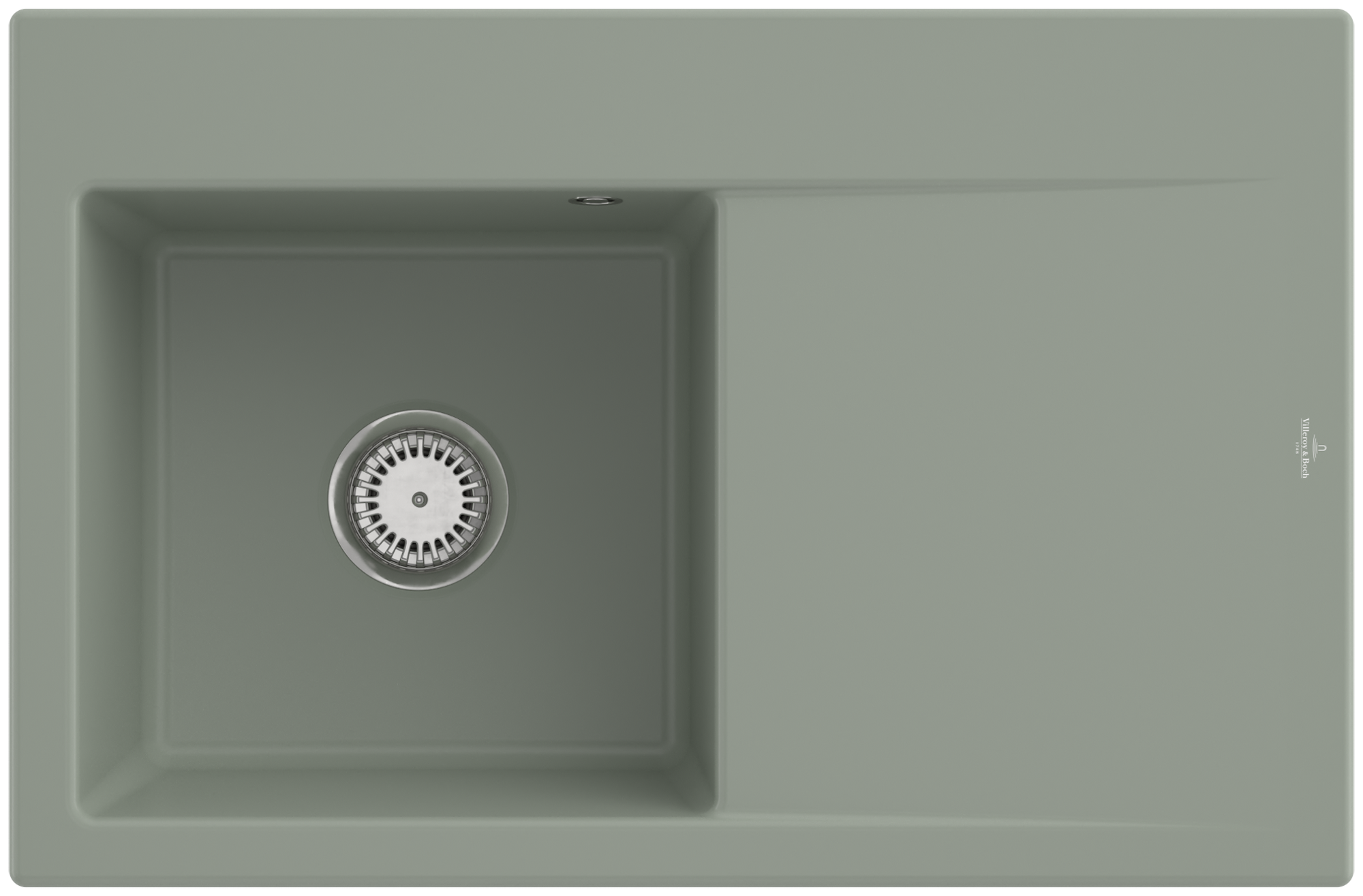 Villeroy & Boch Subway Style 45 Lavello incluso Batteria di scarico con scarico a comando manuale, di Ceramica, 780x510mm, Morning Green CeramicPlus