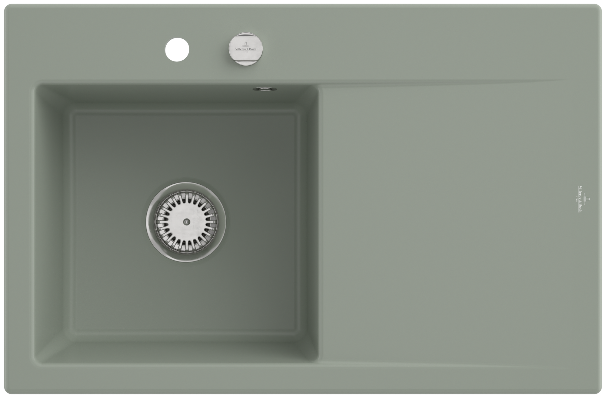 Villeroy & Boch Subway Style 45 Lavello incluso Batteria di scarico con scarico ad eccentrico, di Ceramica, 780x510mm, Morning Green CeramicPlus