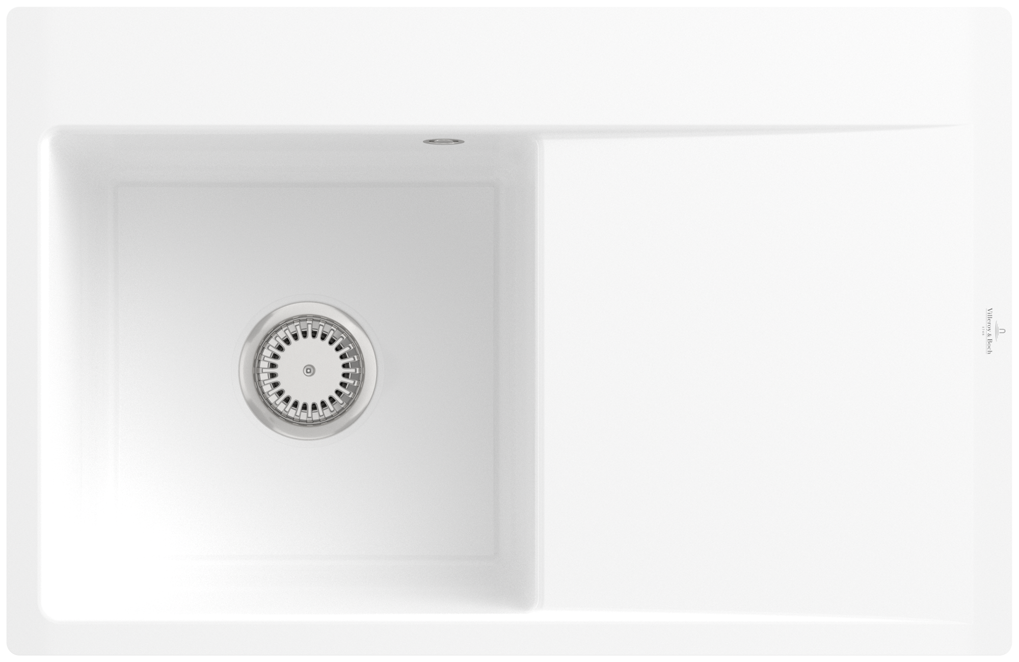 Villeroy & Boch Subway Style 45 Flat Flush-mounted sink included Waste system with basket strainer waste, of Ceramic, 780x510mm, White Alpin CeramicPlus