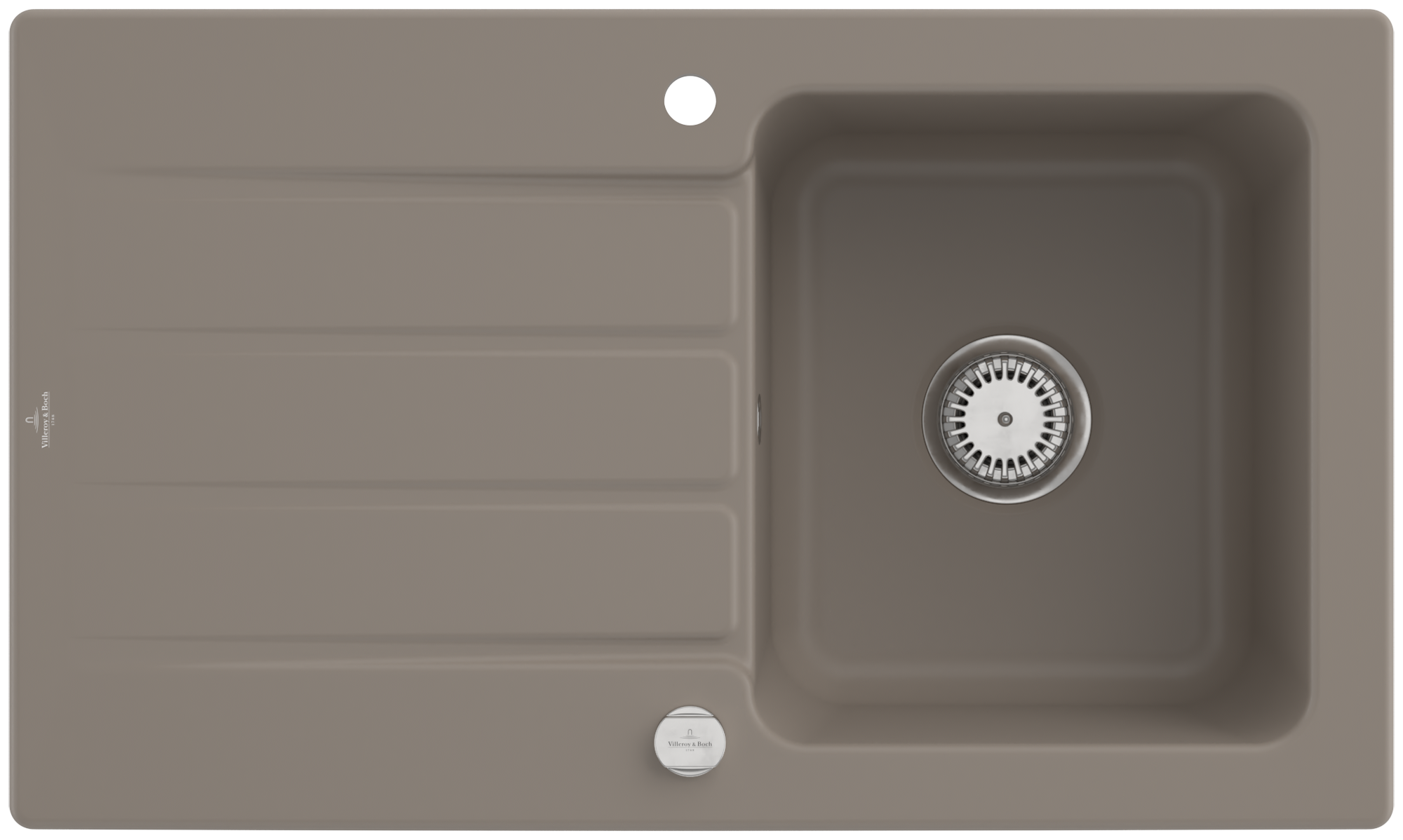 Villeroy & Boch Architectura 50 Einbauspüle inklusive Ablaufgarnitur mit Excenterbetätigung, aus Keramik, 860x510mm, Timber CeramicPlus