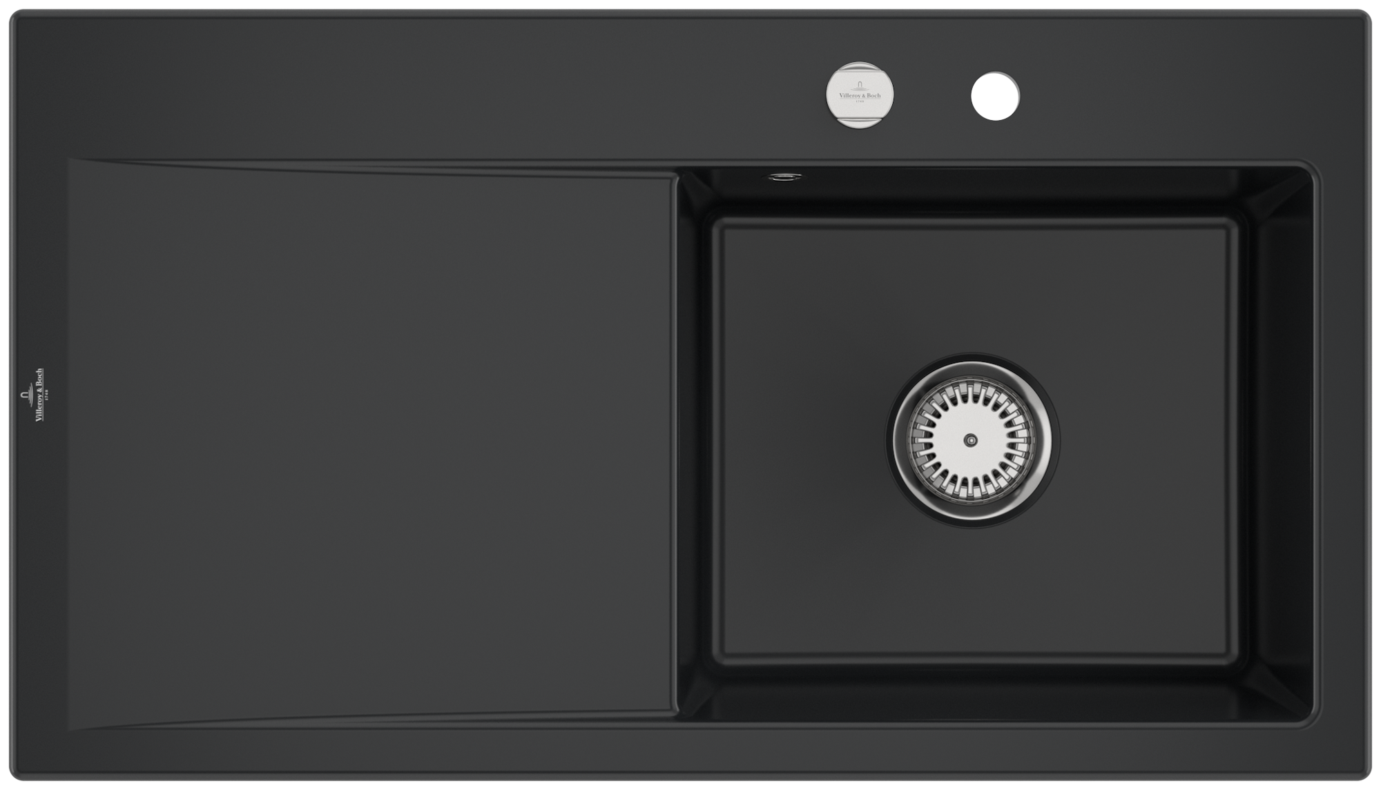 Villeroy & Boch Subway Style 50 Built-in sink included Waste system with pop-up waste system, of Ceramic, 900x510mm, Pure Black
