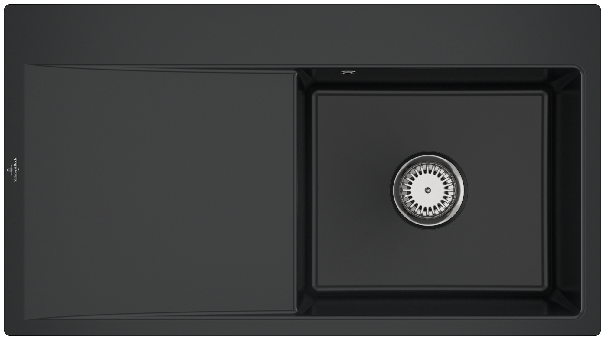 Villeroy & Boch Subway Style 50 Flat Flush-mounted sink included Waste system with basket strainer waste, of Ceramic, 880x490mm, Pure Black