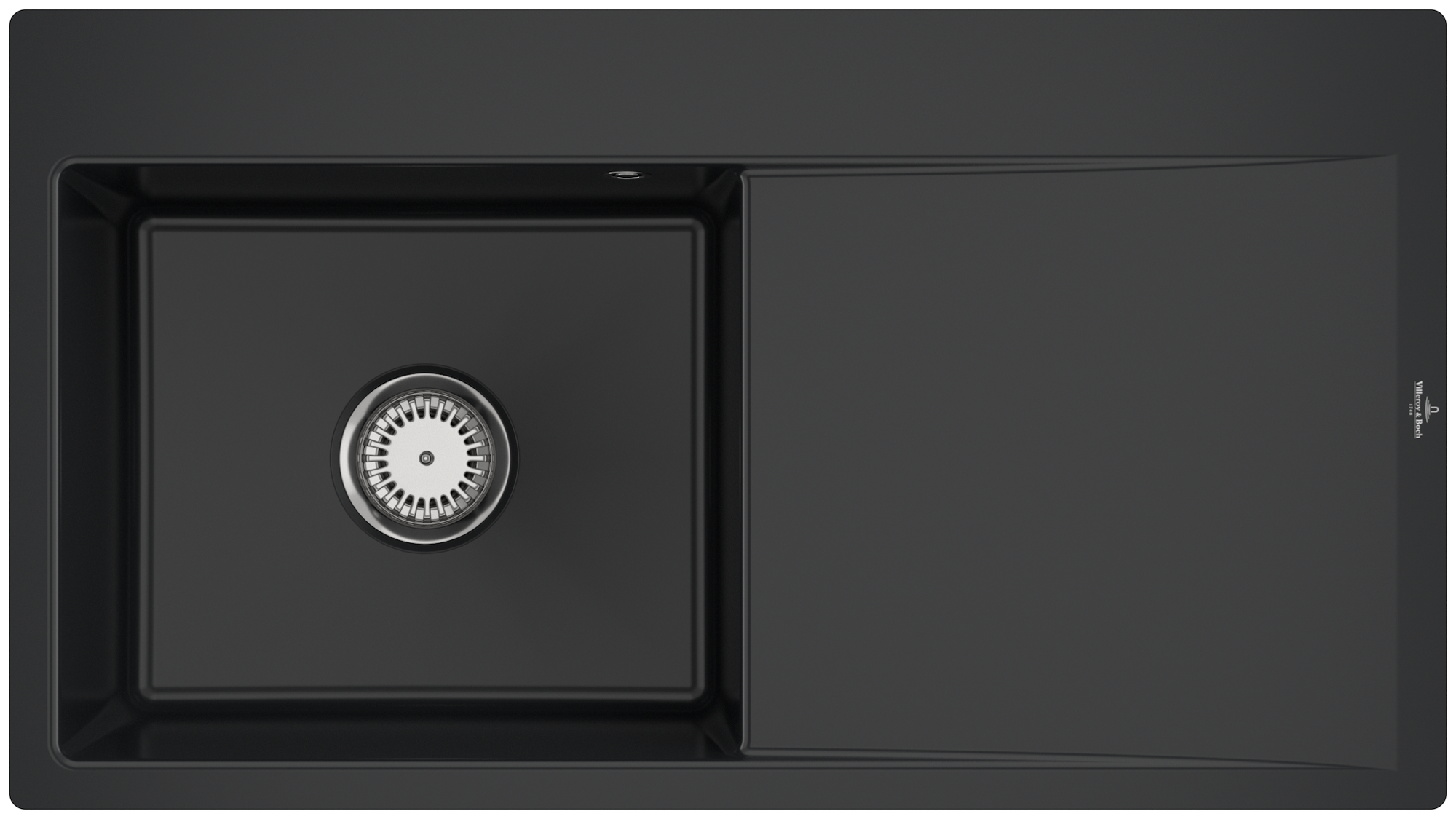 Villeroy & Boch Subway Style 50 Flat Flush-mounted sink included Waste system with basket strainer waste, of Ceramic, 880x490mm, Pure Black