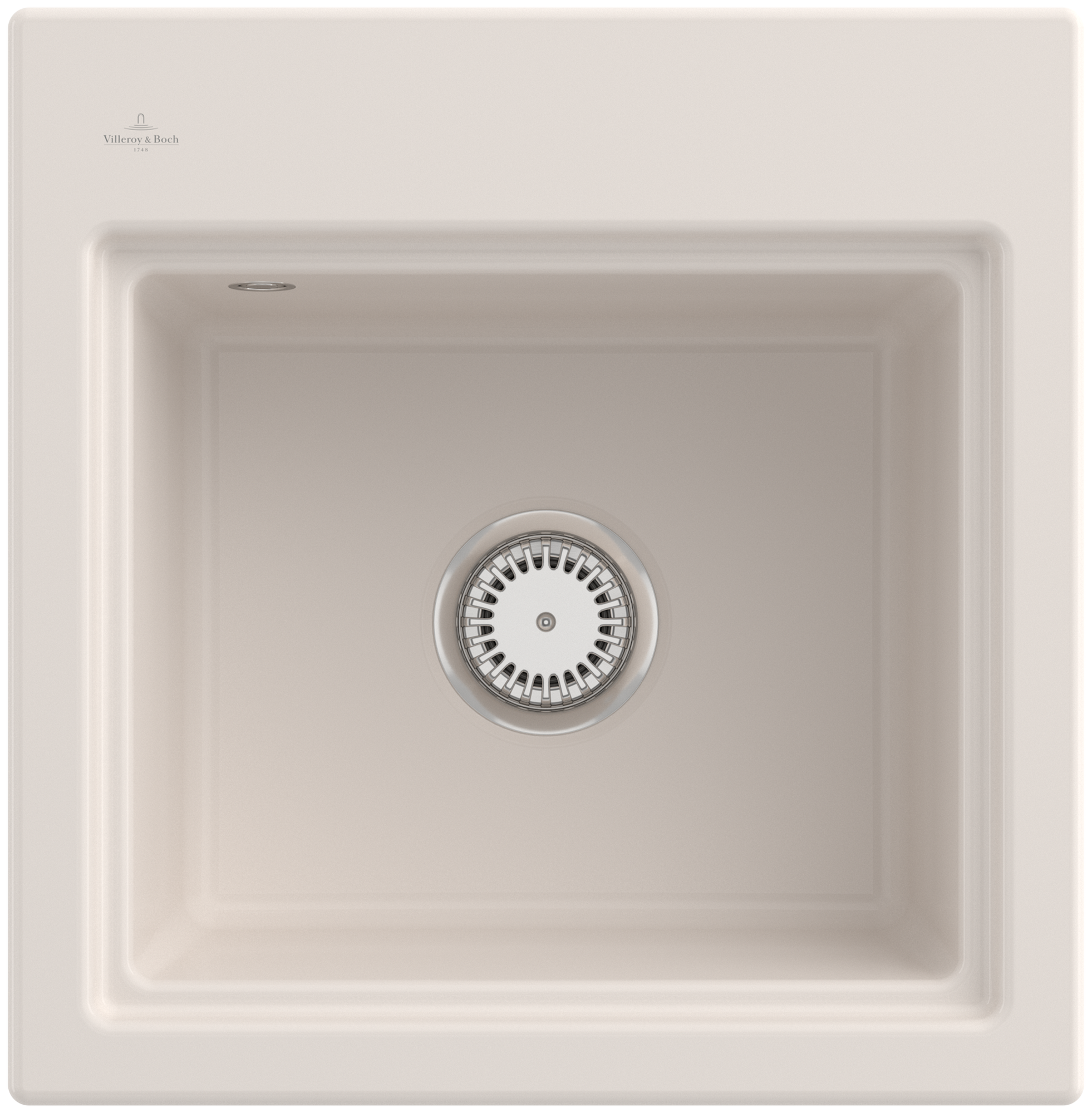 Villeroy & Boch Subway Style 50 S Évier à encastrer inclus Vidage avec vidage manuel, en Céramique, 500x510mm, Crema CeramicPlus