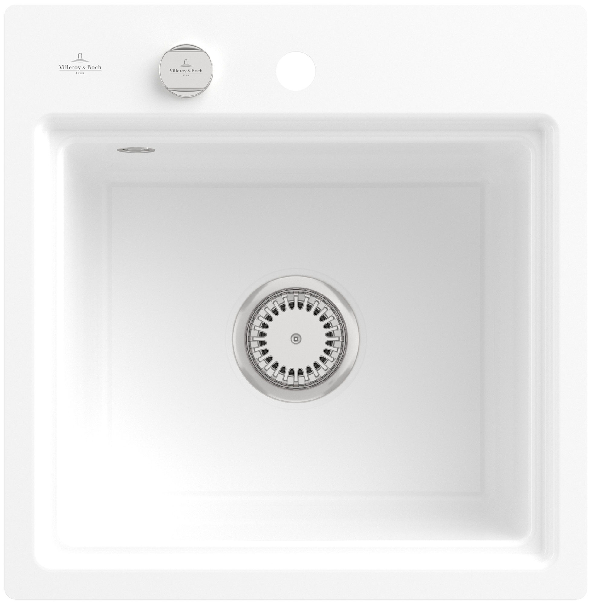 Villeroy & Boch Subway Style 50 S Flat Flush-mounted sink included Waste system with pop-up waste system, of Ceramic, 500x510mm, White Alpin CeramicPlus