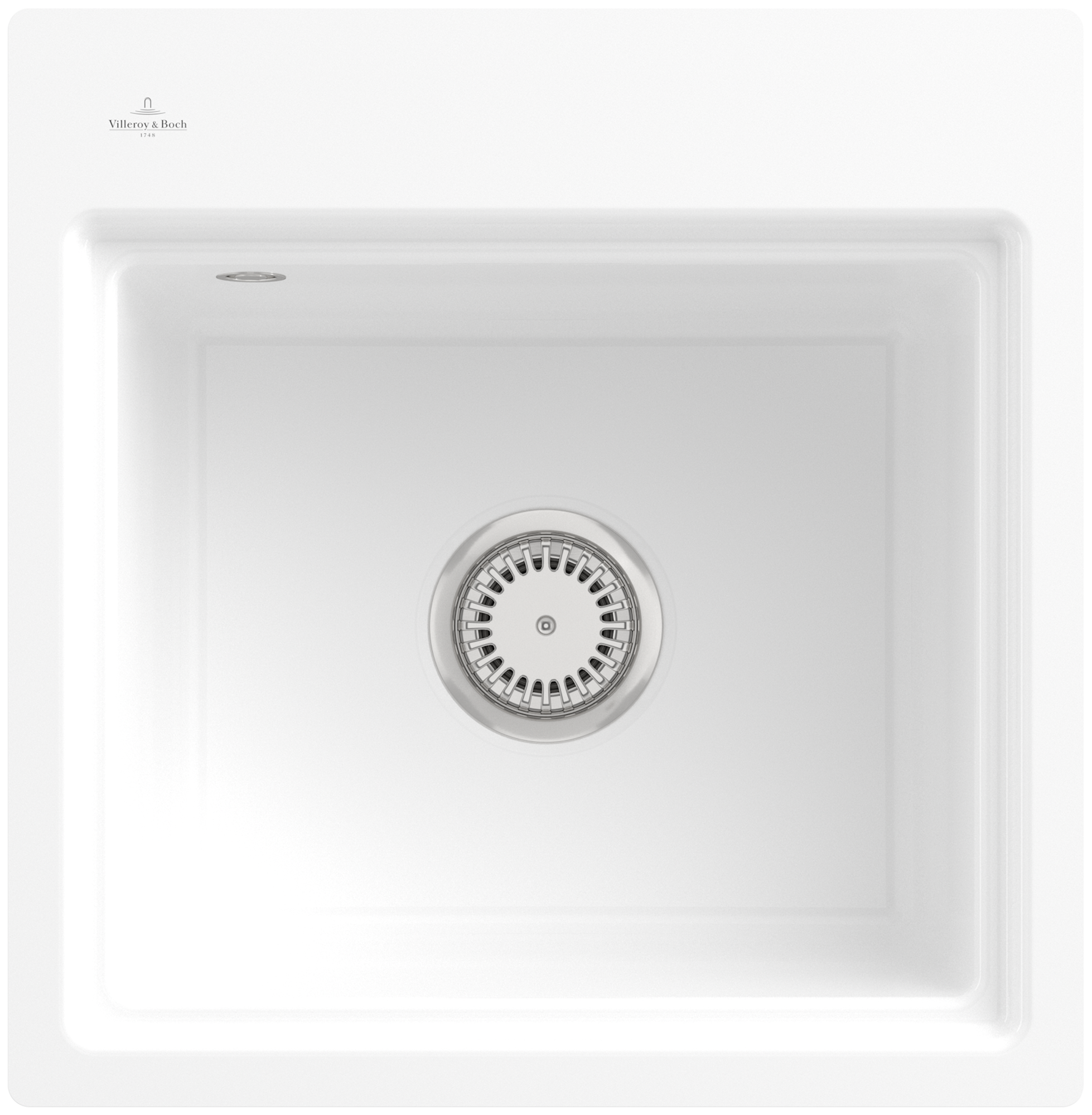 Villeroy & Boch Subway Style 50 S Flat Flush-mounted sink included Waste system with basket strainer waste, of Ceramic, 500x510mm, White Alpin CeramicPlus
