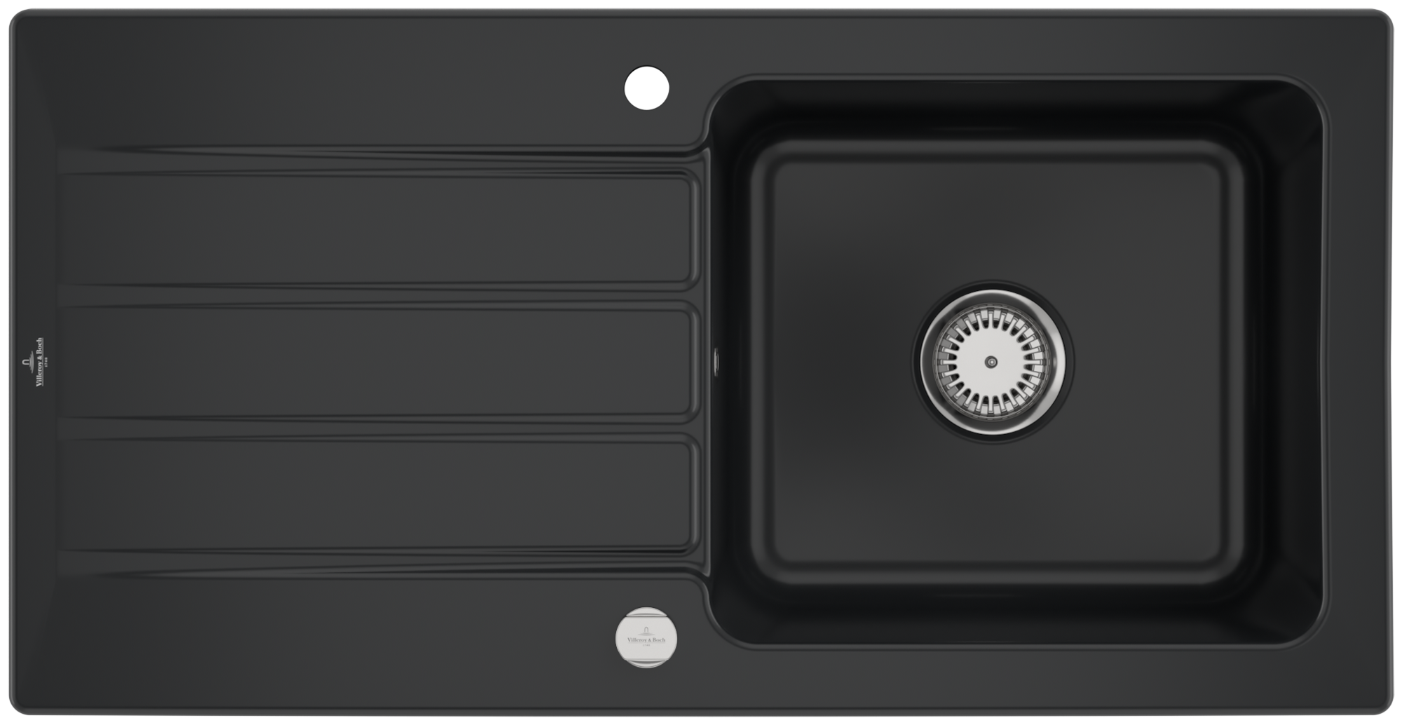 Villeroy & Boch Architectura 60 Évier à encastrer inclus Vidage avec vidage automatique, en Céramique, 1000x510mm, Pure Black CeramicPlus