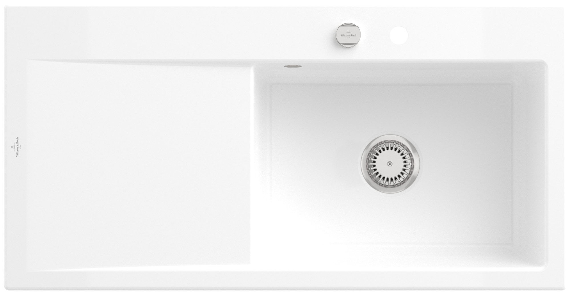 Villeroy & Boch Subway Style 60 Einbauspüle inklusive Ablaufgarnitur mit Excenterbetätigung, aus Keramik, 1000x510mm, Weiß Alpin CeramicPlus