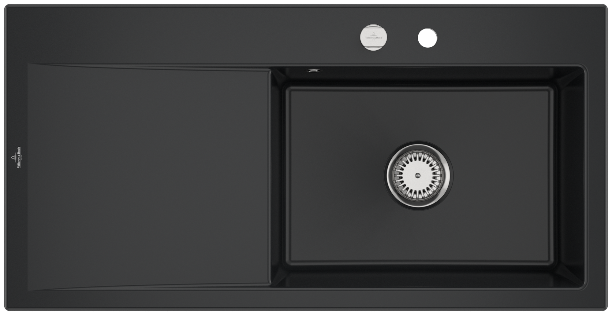 Villeroy & Boch Subway Style 60 Built-in sink included Waste system with pop-up waste system, of Ceramic, 1000x510mm, Pure Black