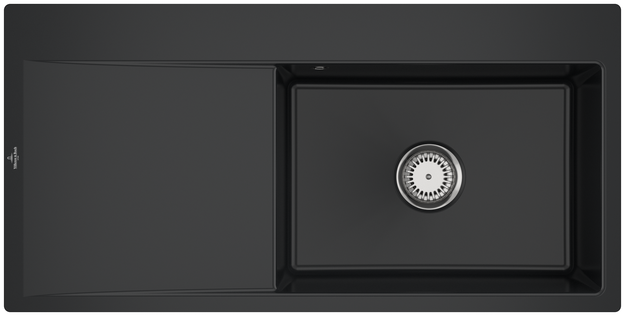 Villeroy & Boch Subway Style 60 Flat Flush-mounted sink included Waste system with basket strainer waste, of Ceramic, 980x490mm, Pure Black