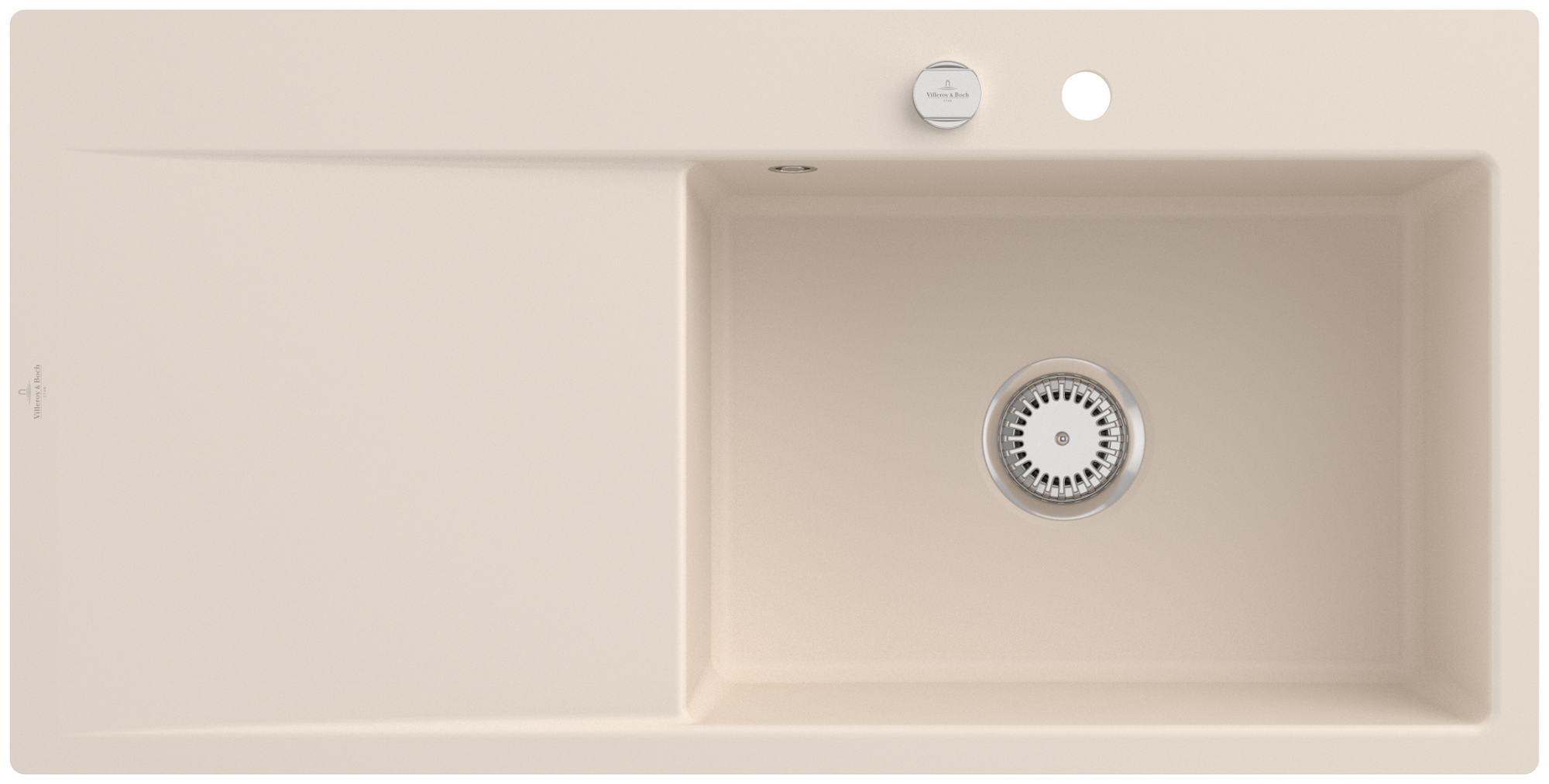 Villeroy & Boch Subway Style 60 Flat Zlewozmywak montowany na równi z blatem włącznie Zestaw odpływowy wraz z odpływ automatyczny, z Ceramika, 980x490mm, Ivory CeramicPlus