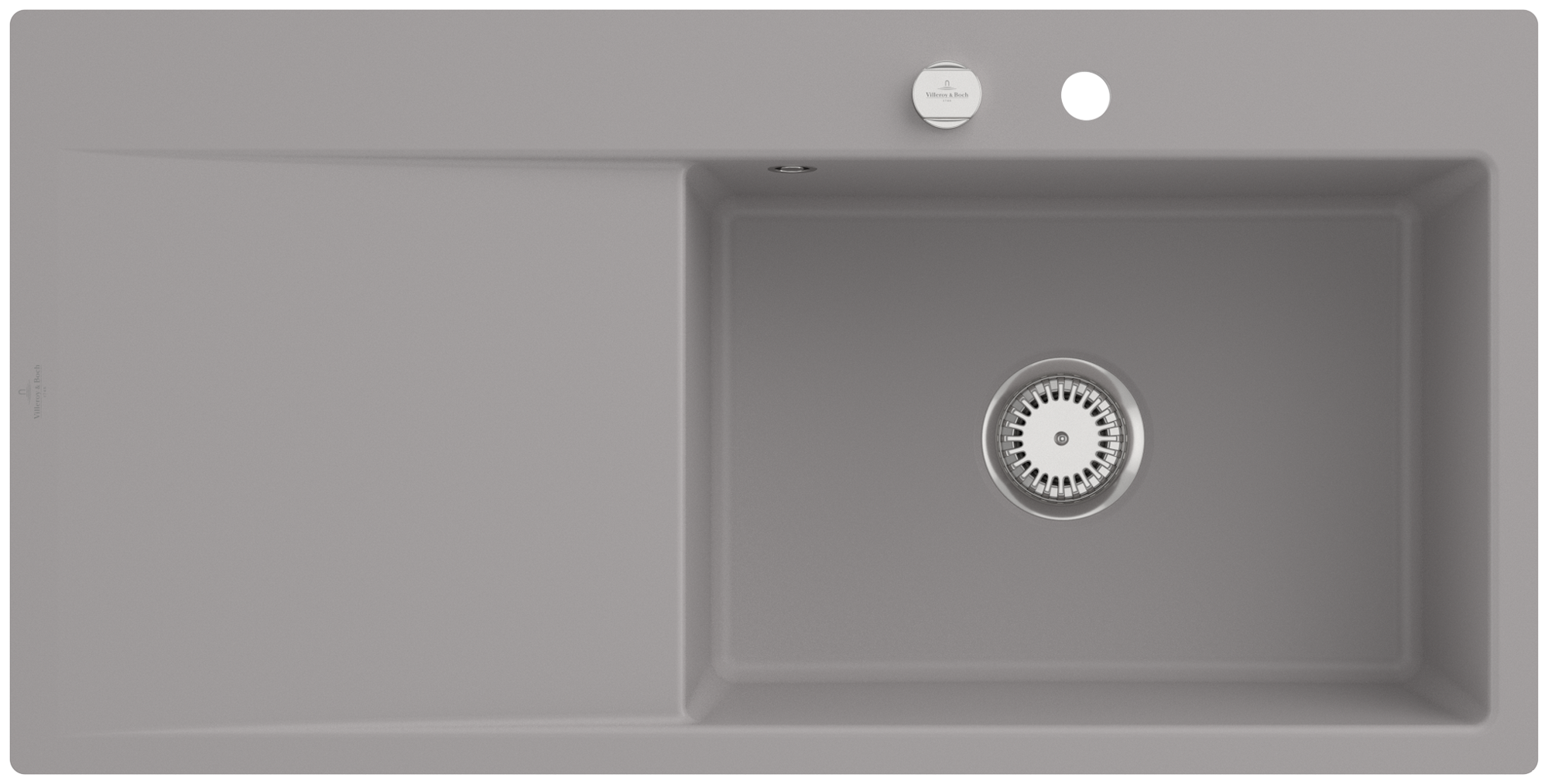 Villeroy & Boch Subway Style 60 Flat flächenbündige Spüle inklusive Ablaufgarnitur mit Excenterbetätigung, aus Keramik, 980x490mm, Fossil CeramicPlus