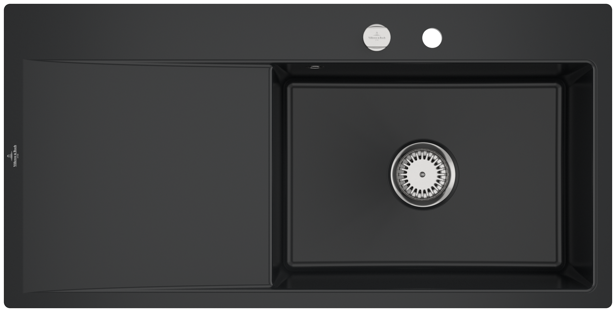 Villeroy & Boch Subway Style 60 Flat Flush-mounted sink included Waste system with pop-up waste system, of Ceramic, 980x490mm, Pure Black