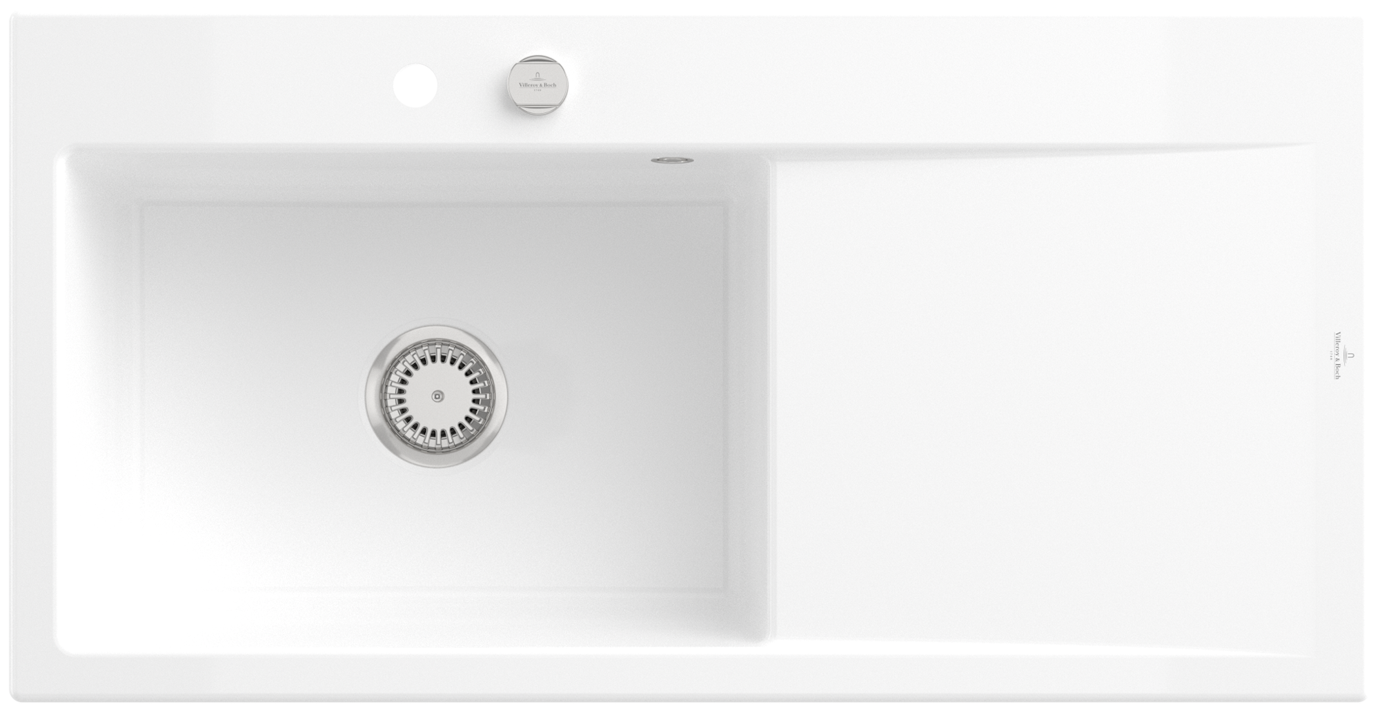 Villeroy & Boch Subway Style 60 Zlewozmywak nablatowy włącznie Zestaw odpływowy wraz z odpływ automatyczny, z Ceramika, 1000x510mm, Snow White CeramicPlus