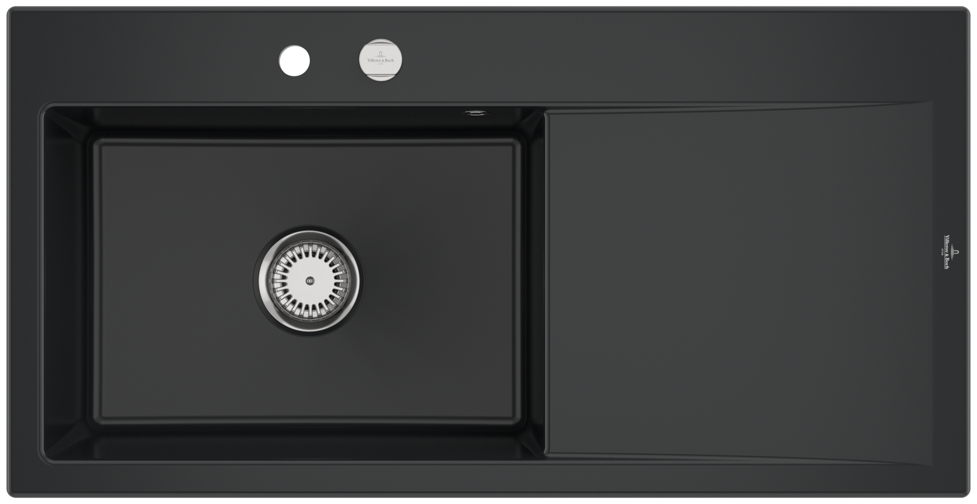 Villeroy & Boch Subway Style 60 Built-in sink included Waste system with pop-up waste system, of Ceramic, 1000x510mm, Pure Black