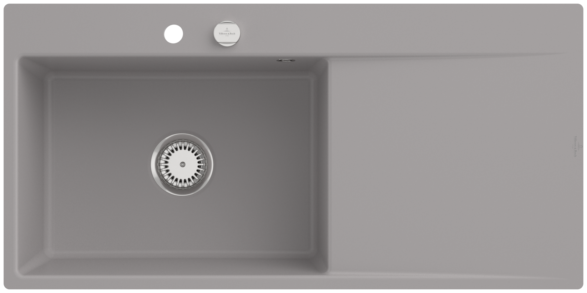 Villeroy & Boch Subway Style 60 Flat flächenbündige Spüle inklusive Ablaufgarnitur mit Excenterbetätigung, aus Keramik, 980x490mm, Fossil CeramicPlus