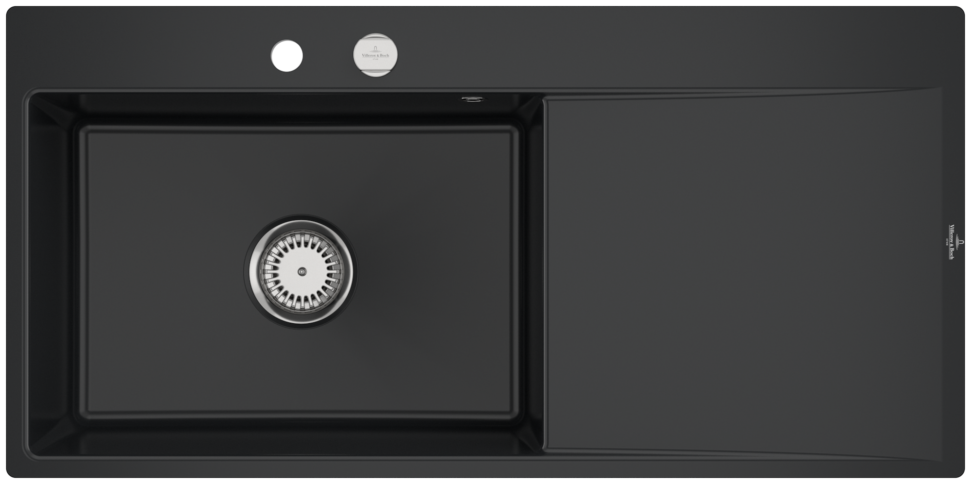 Villeroy & Boch Subway Style 60 Flat Flush-mounted sink included Waste system with pop-up waste system, of Ceramic, 980x490mm, Pure Black