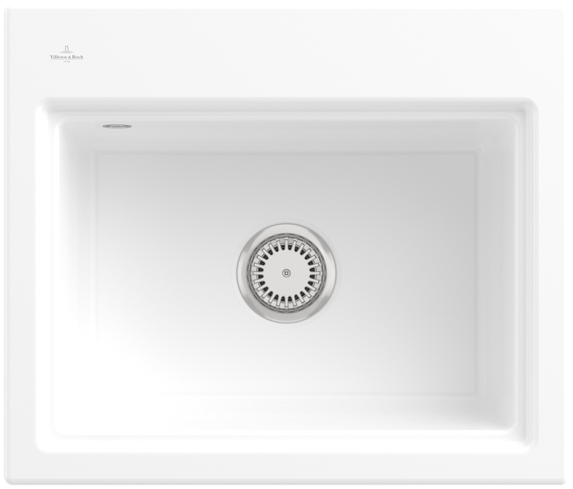 Villeroy & Boch Subway Style 60 S Built-in sink included Waste system with basket strainer waste, of Ceramic, 600x510mm, White Alpin CeramicPlus