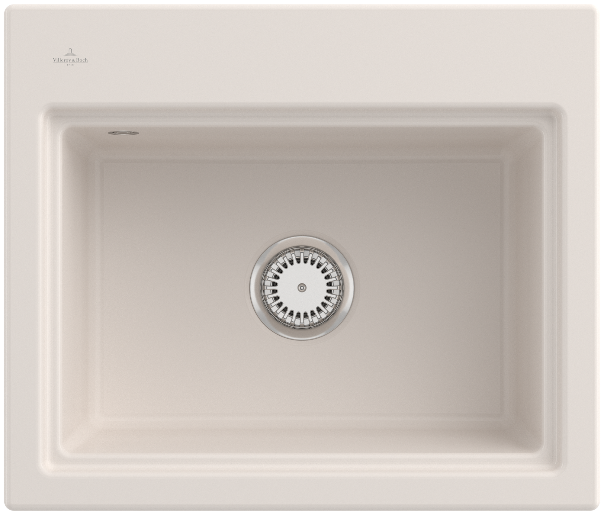 Villeroy & Boch Subway Style 60 S Flat Flush-mounted sink included Waste system with basket strainer waste, of Ceramic, 600x510mm, Crema CeramicPlus