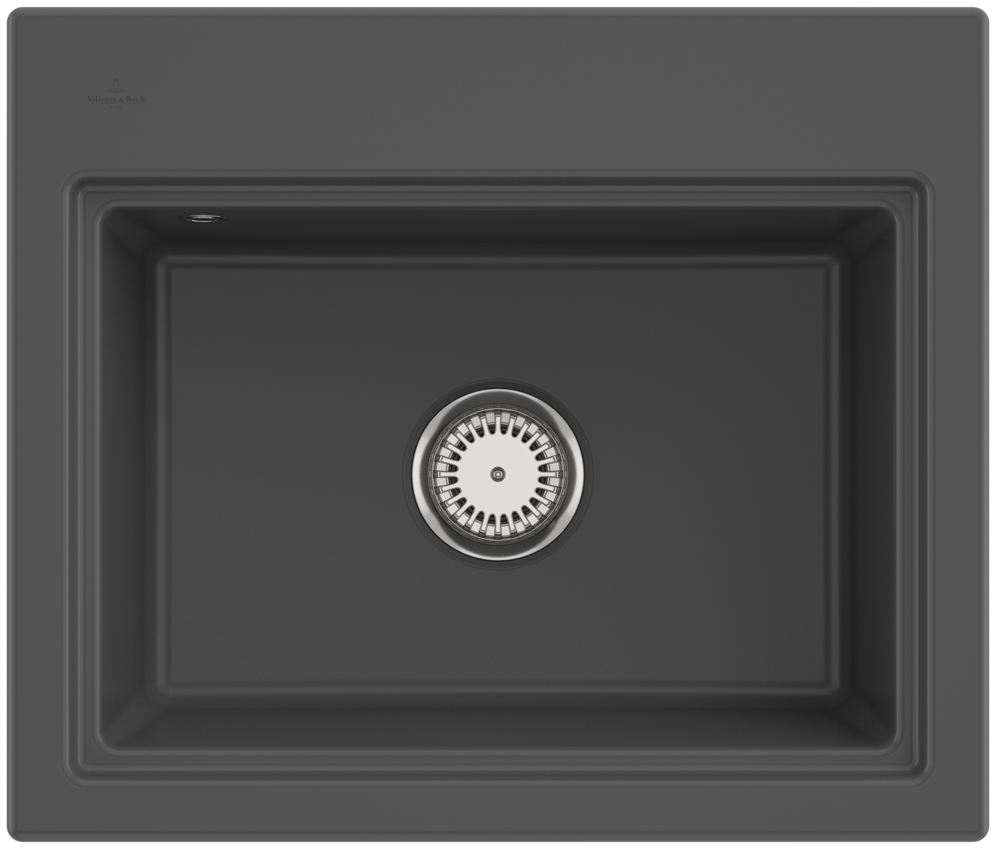 Villeroy & Boch Subway Style 60 S Flat Flush-mounted sink included Waste system with basket strainer waste, of Ceramic, 600x510mm, Graphite CeramicPlus
