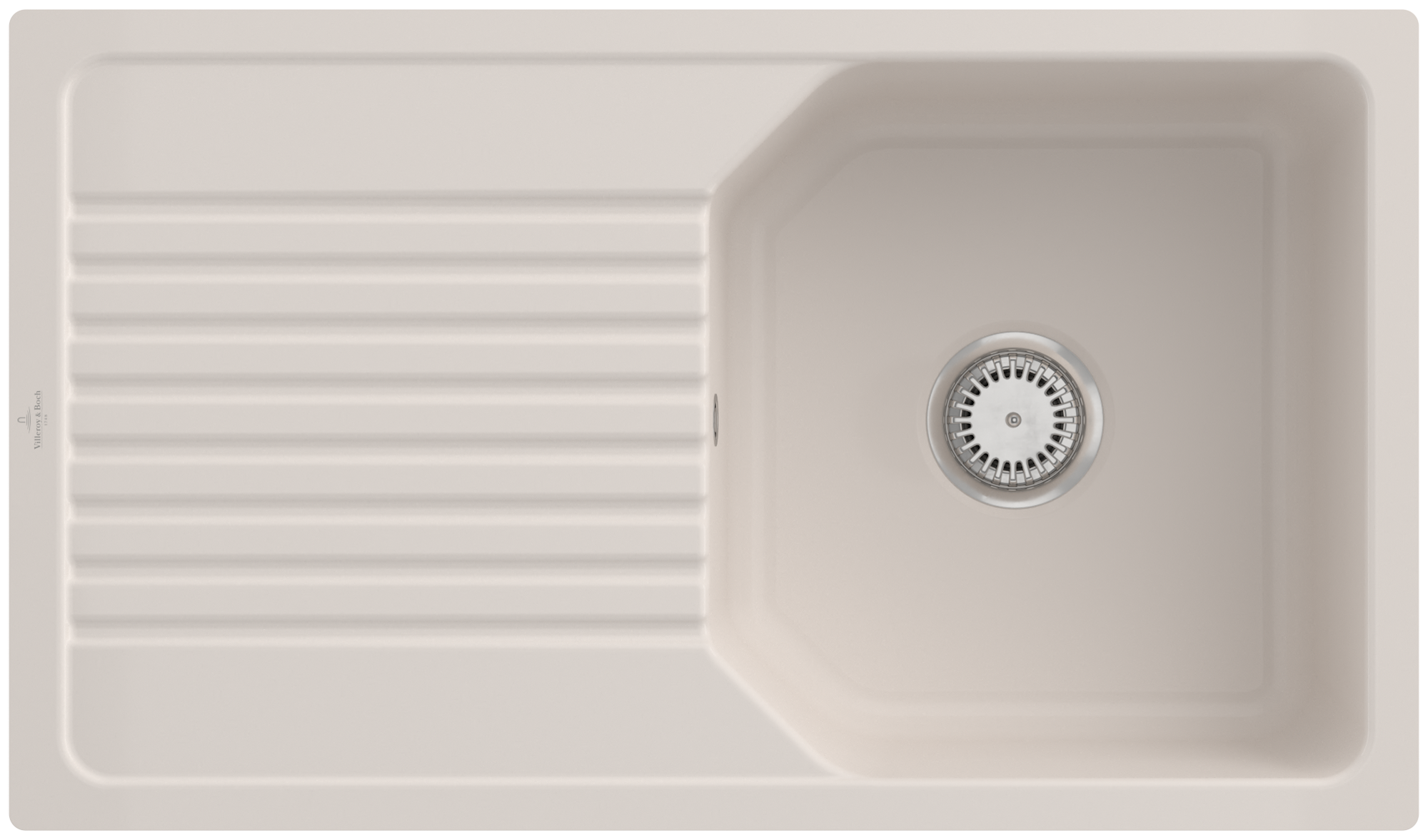 Villeroy & Boch Linara Lavello incluso Batteria di scarico con scarico a comando manuale, di Ceramica, 840x490mm, Crema CeramicPlus