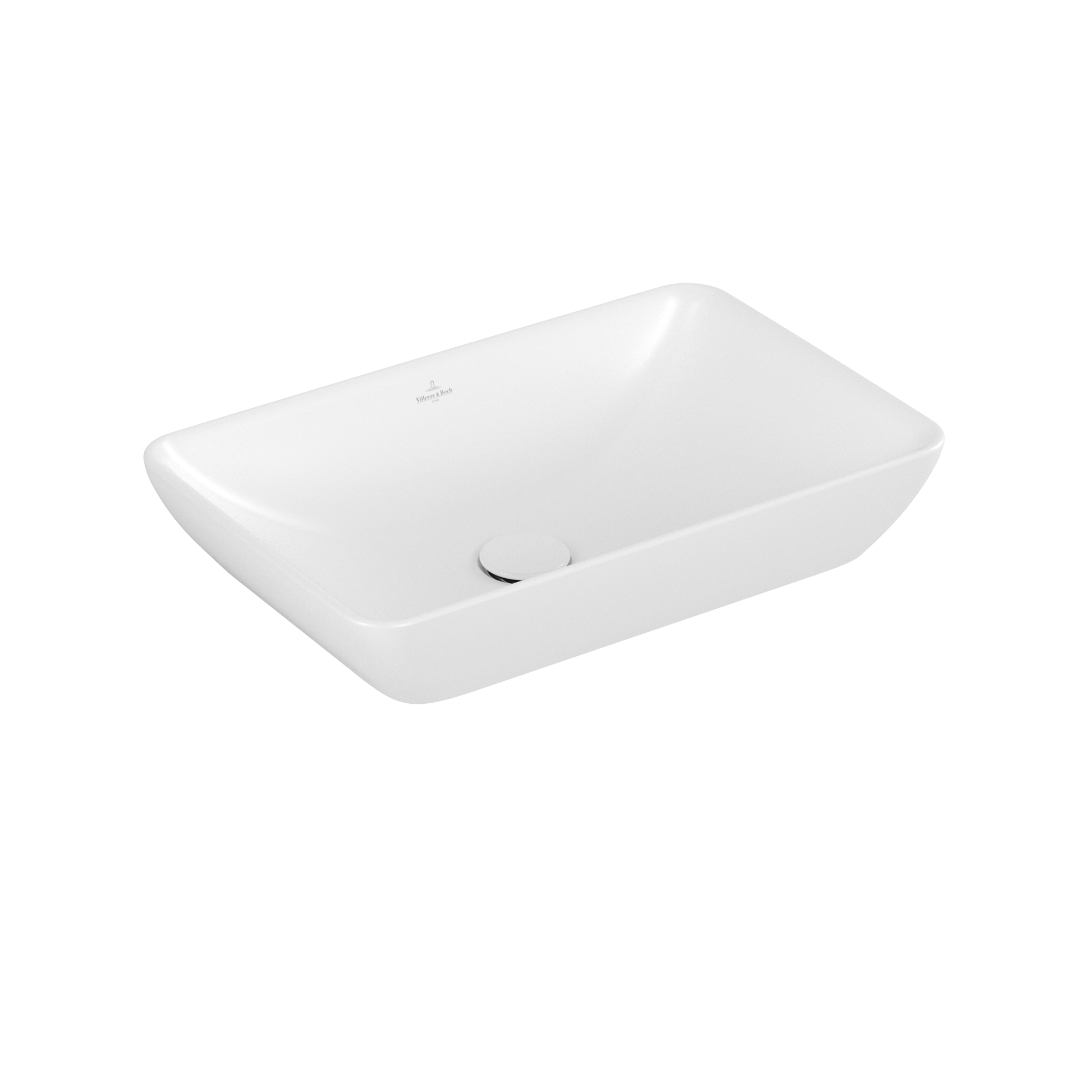 Villeroy & Boch Venticello Semi-surface-mounted washbasin, 555x360x180mm, with overflow, Stone White CeramicPlus