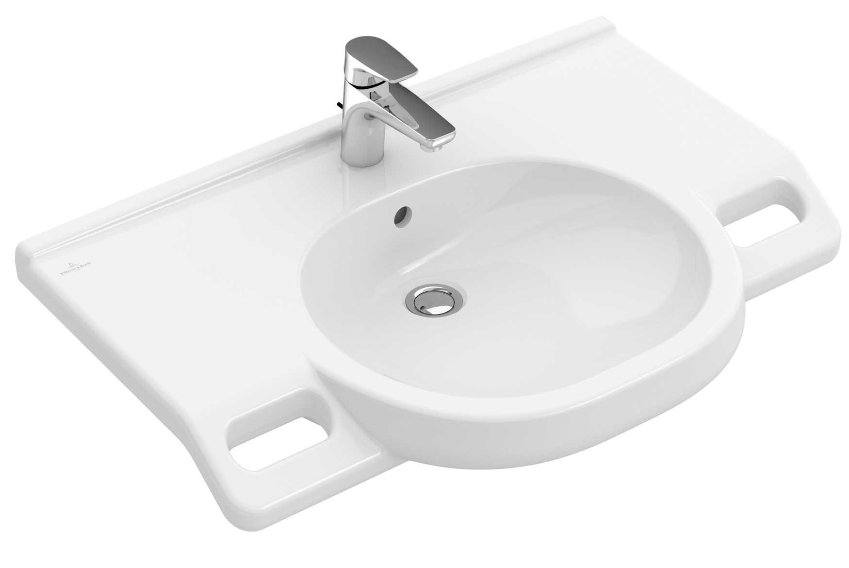 Villeroy & Boch ViCare previously O.novo Vita Washbasin ViCare, 810x560x185mm, with overflow, White Alpin AntiBac CeramicPlus