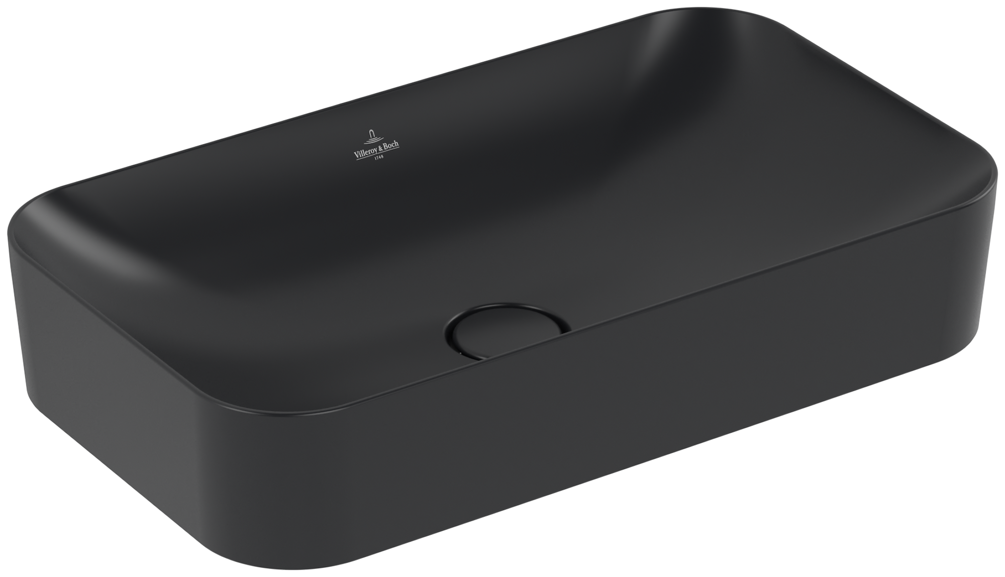 Villeroy & Boch Finion Aufsatzwaschbecken, 600x350x115mm, ohne Überlauf, Pure Black CeramicPlus