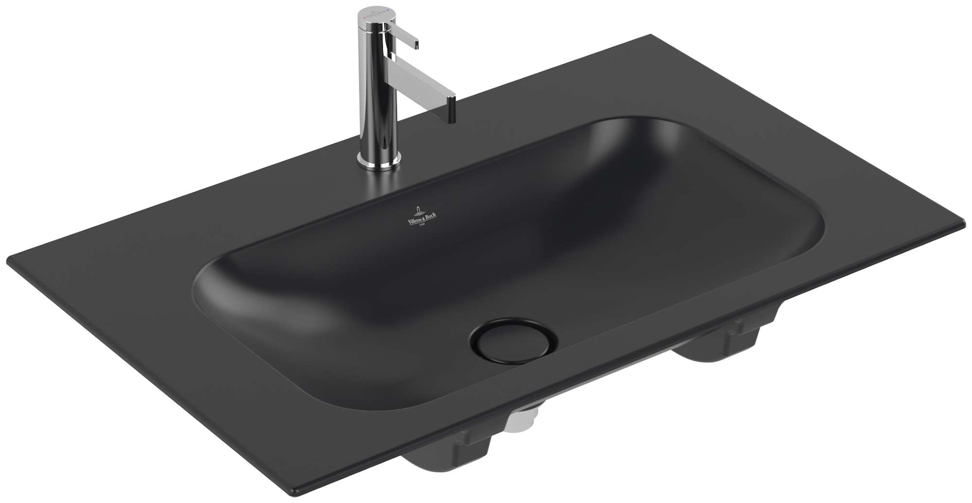 Villeroy & Boch Finion Schrankwaschtisch, 800x500x160mm, ohne Überlauf, Pure Black CeramicPlus