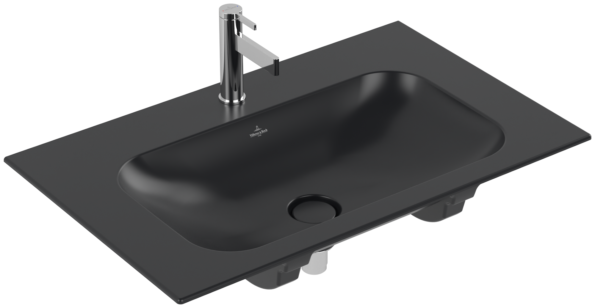 Villeroy & Boch Finion Schrankwaschtisch, 800x500x160mm, mit verdecktem Überlauf, Pure Black CeramicPlus