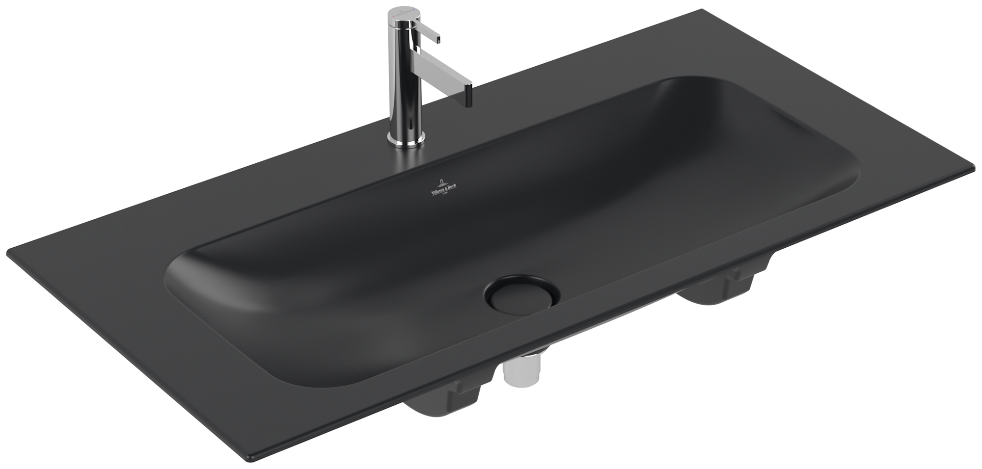 Villeroy & Boch Finion Schrankwaschtisch, 1000x500x160mm, mit verdecktem Überlauf, Pure Black CeramicPlus