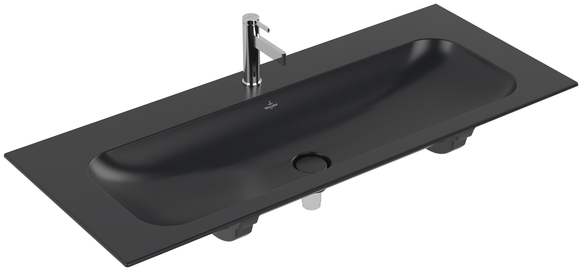 Villeroy & Boch Finion Schrankwaschtisch, 1200x500x160mm, mit verdecktem Überlauf, Pure Black CeramicPlus