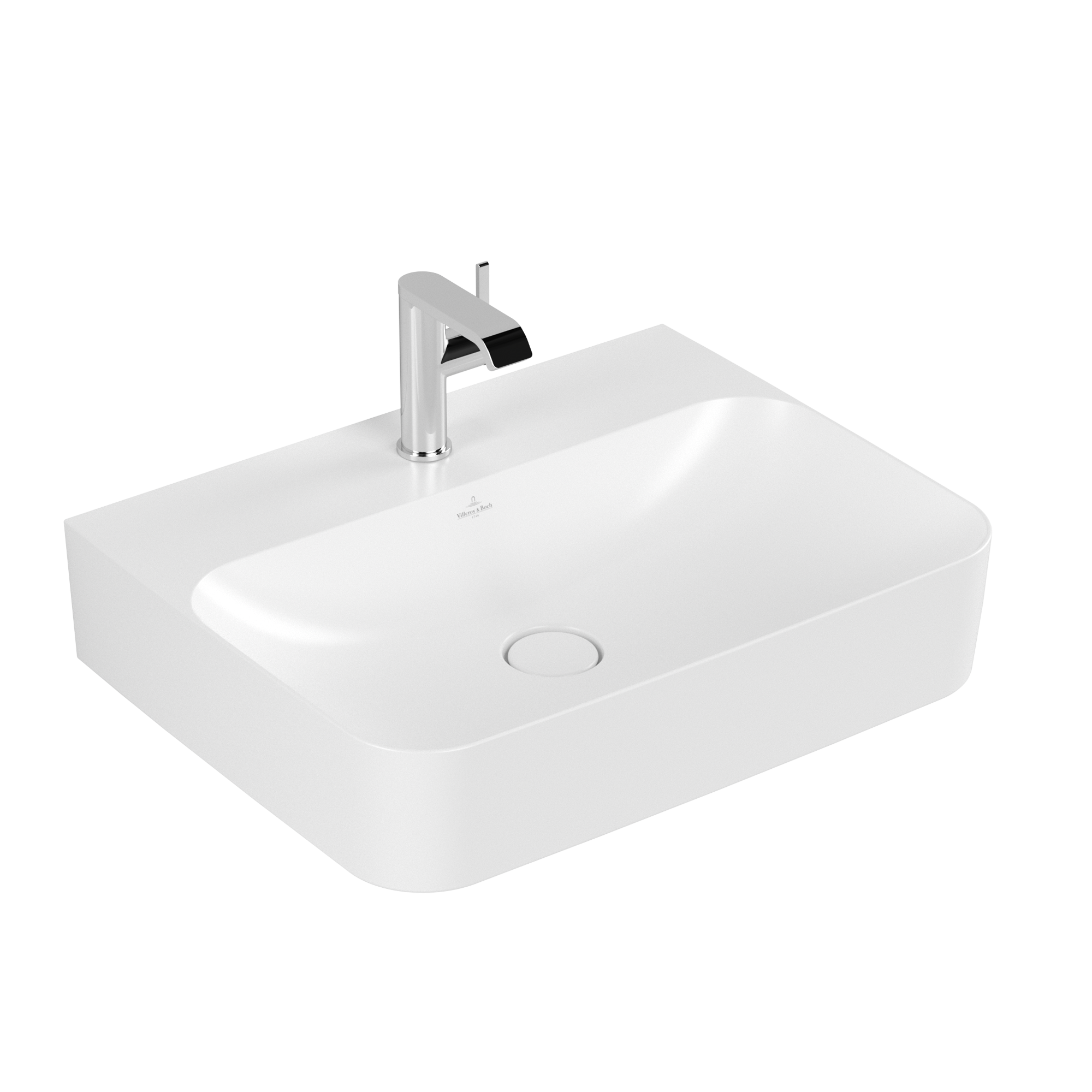 Villeroy & Boch Finion Waschbecken, 600x470x164mm, mit verdecktem Überlauf, Stone White CeramicPlus